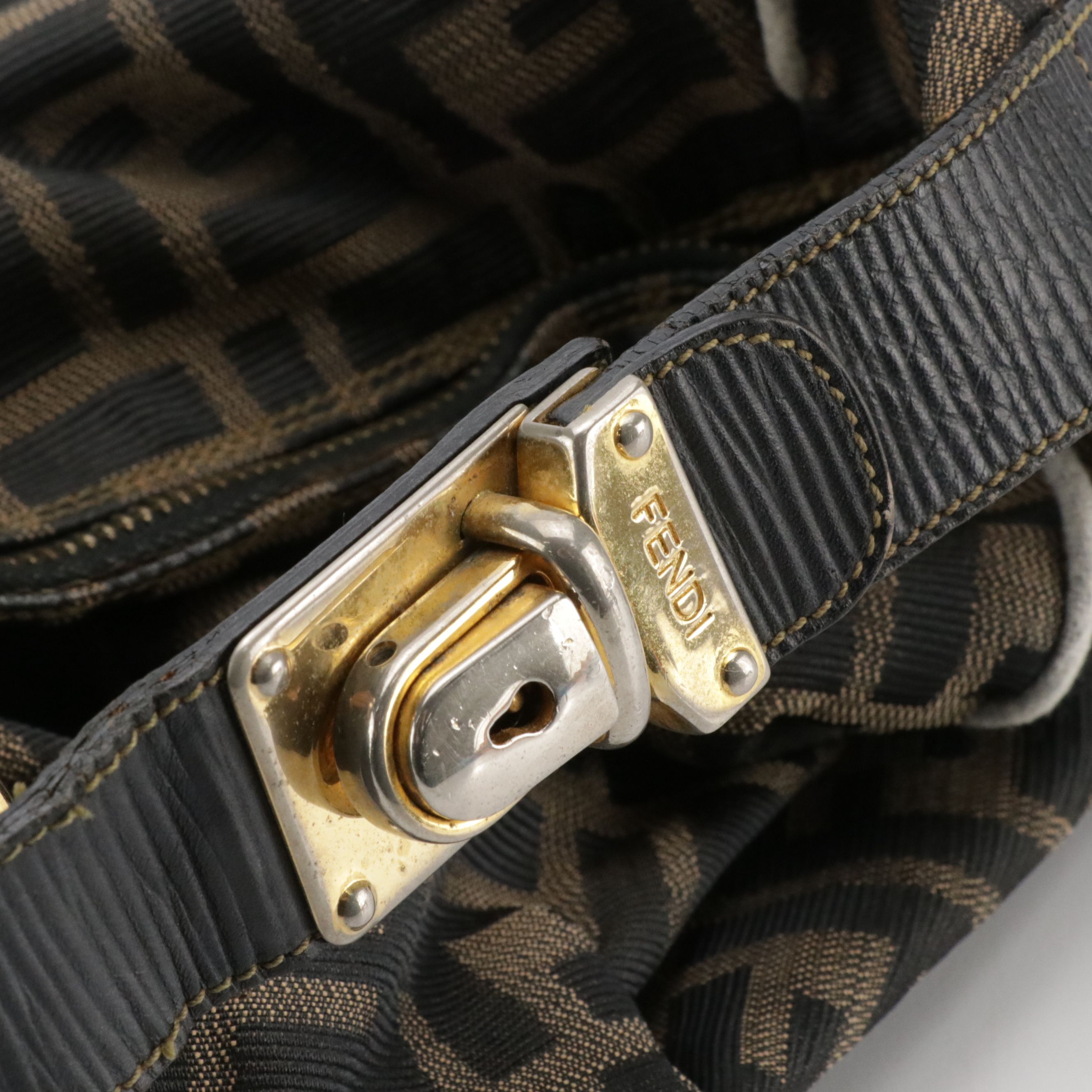 Fendi Locking Top Handle Bag in Zucca Jacquard Canvas