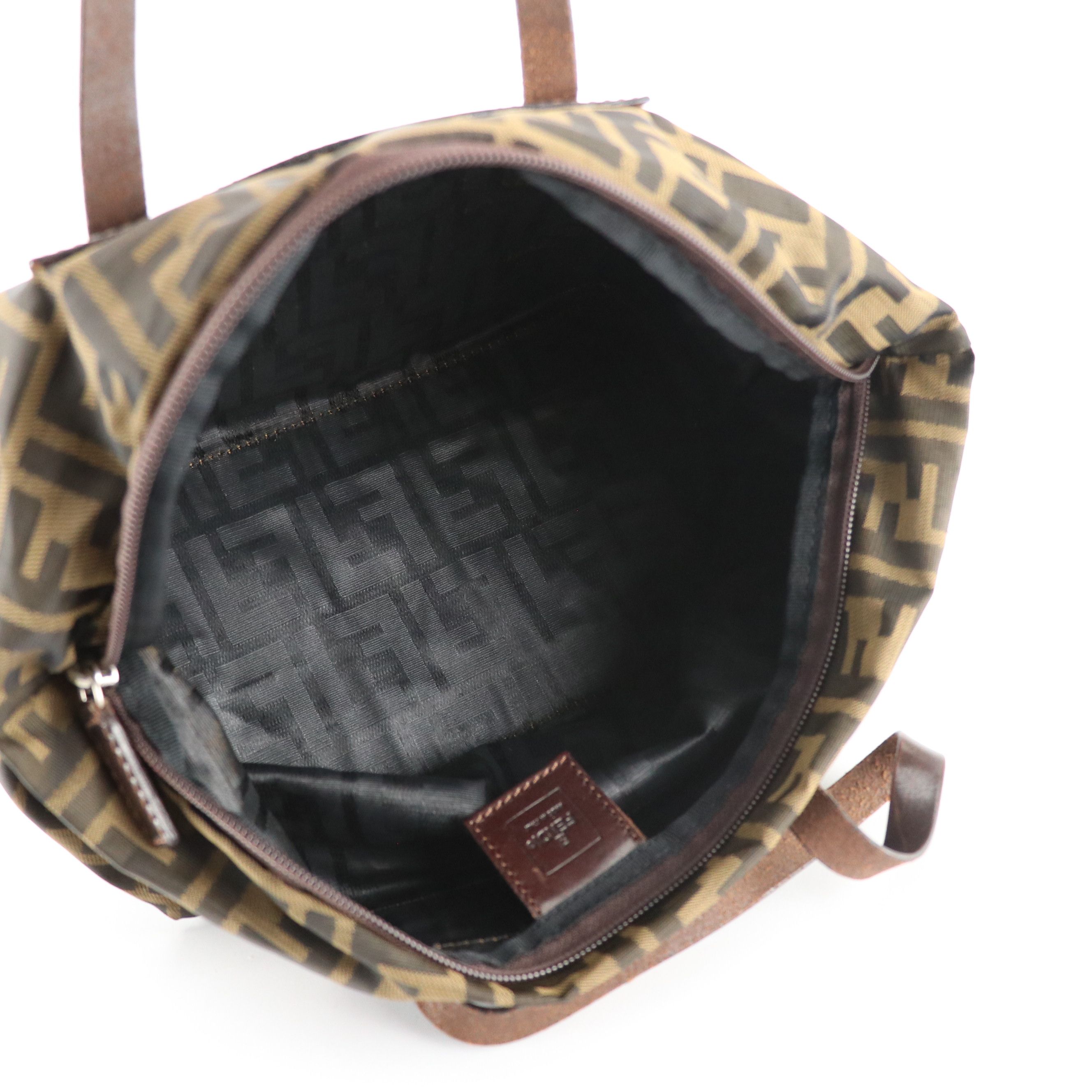 Fendi Roll-Up Travel Tote in Zucca Jacquard Canvas with Leather Trim