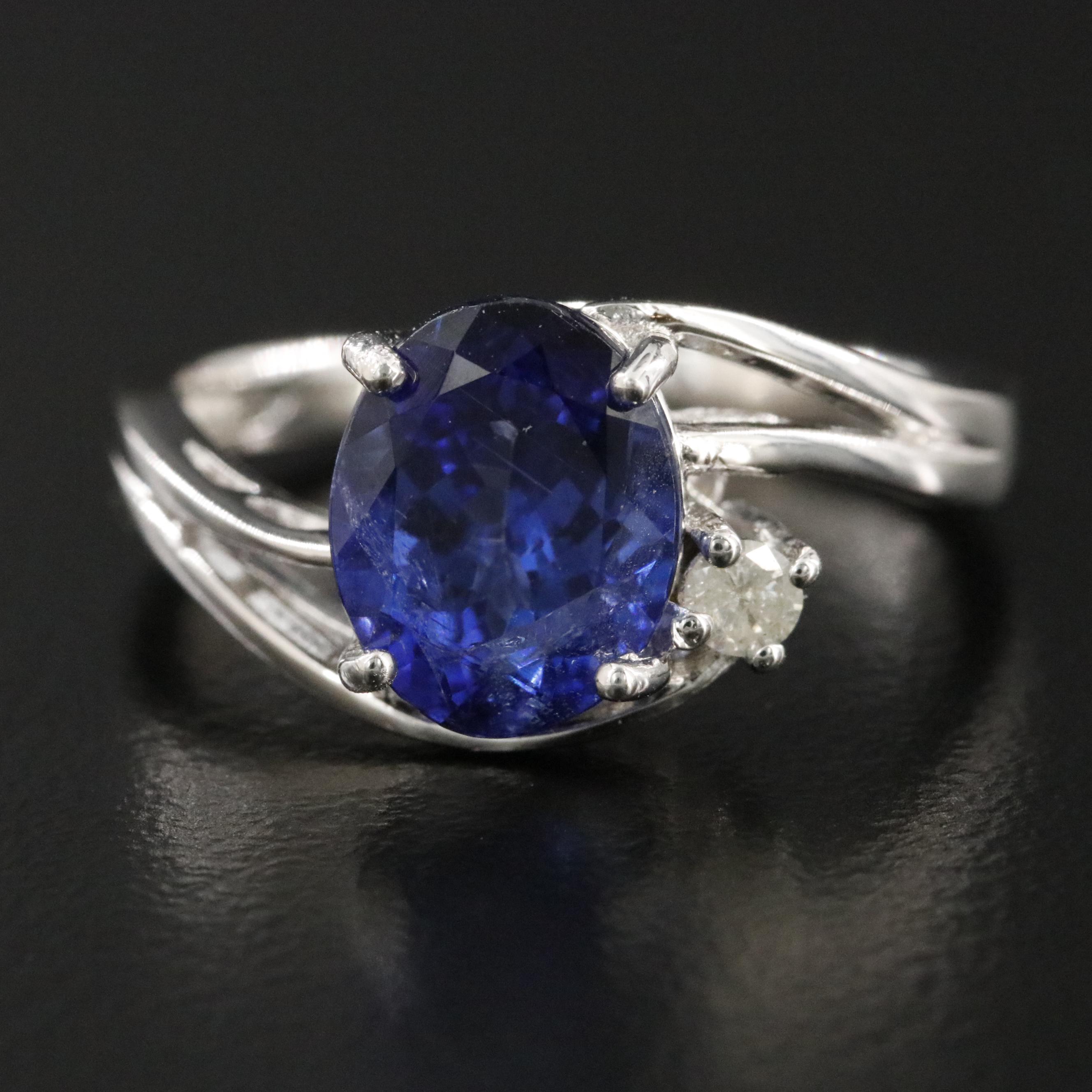 Oscar Friedman Sterling Tanzanite and Diamond Ring