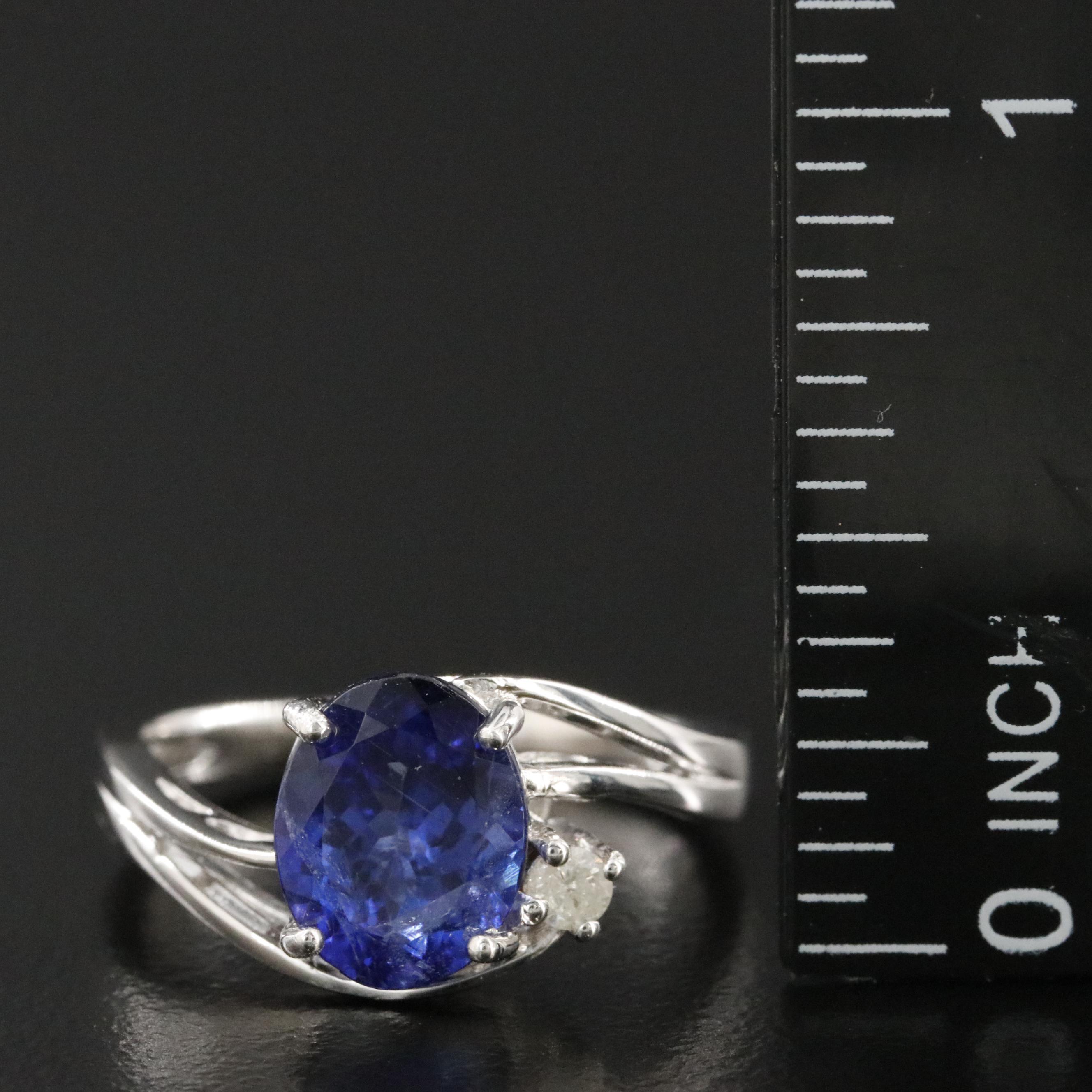 Oscar Friedman Sterling Tanzanite and Diamond Ring