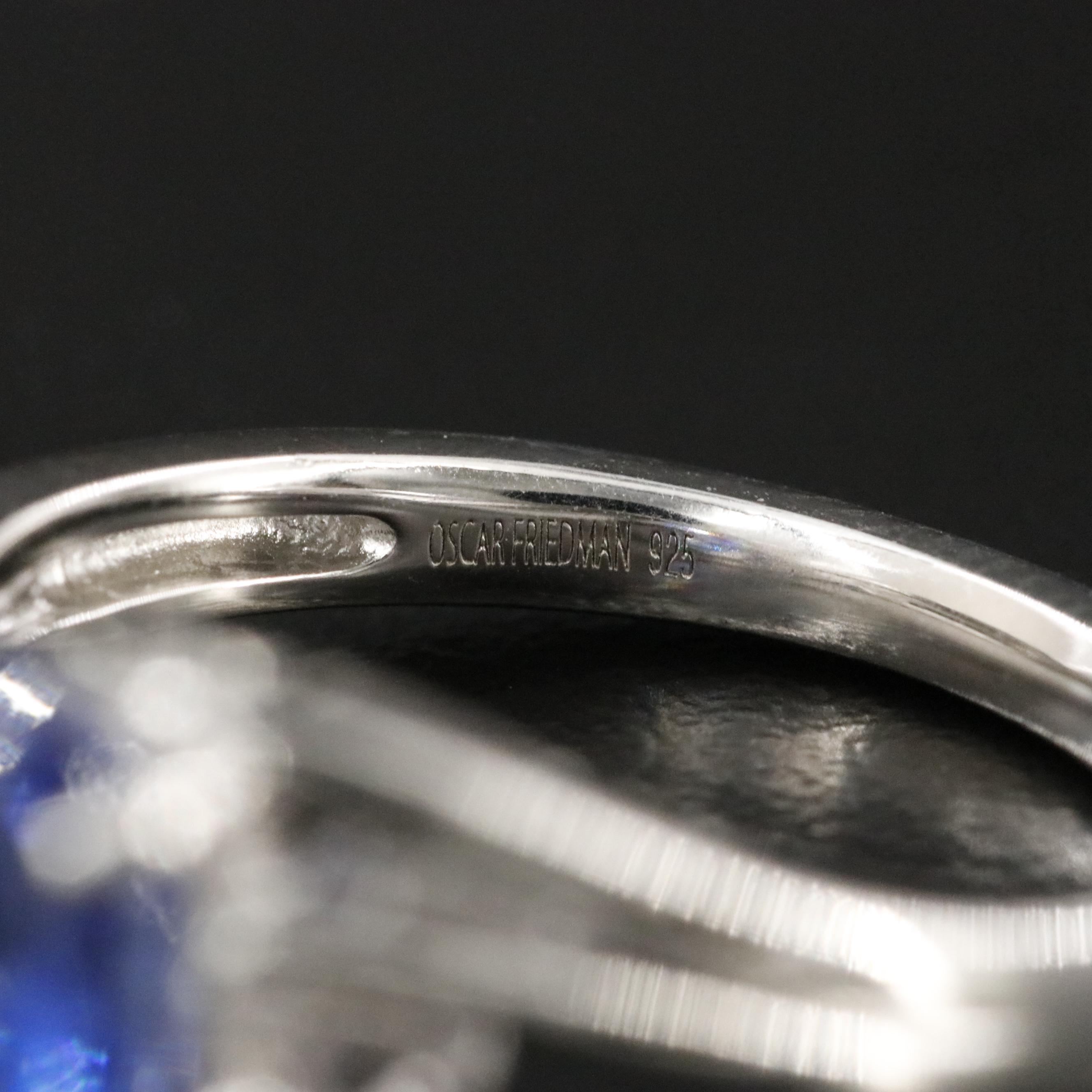 Oscar Friedman Sterling Tanzanite and Diamond Ring