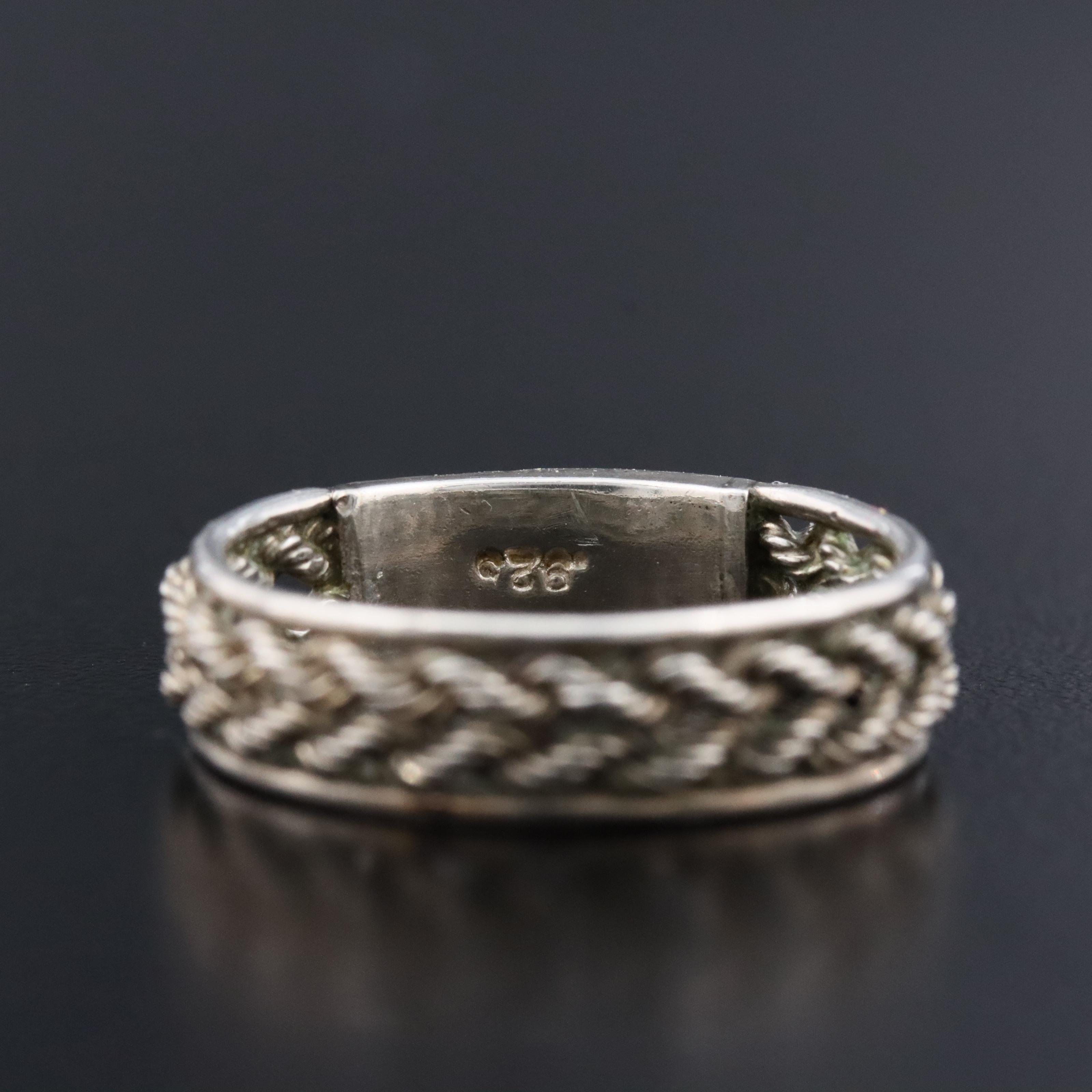 Sterling Larimar Ring with Rope Details