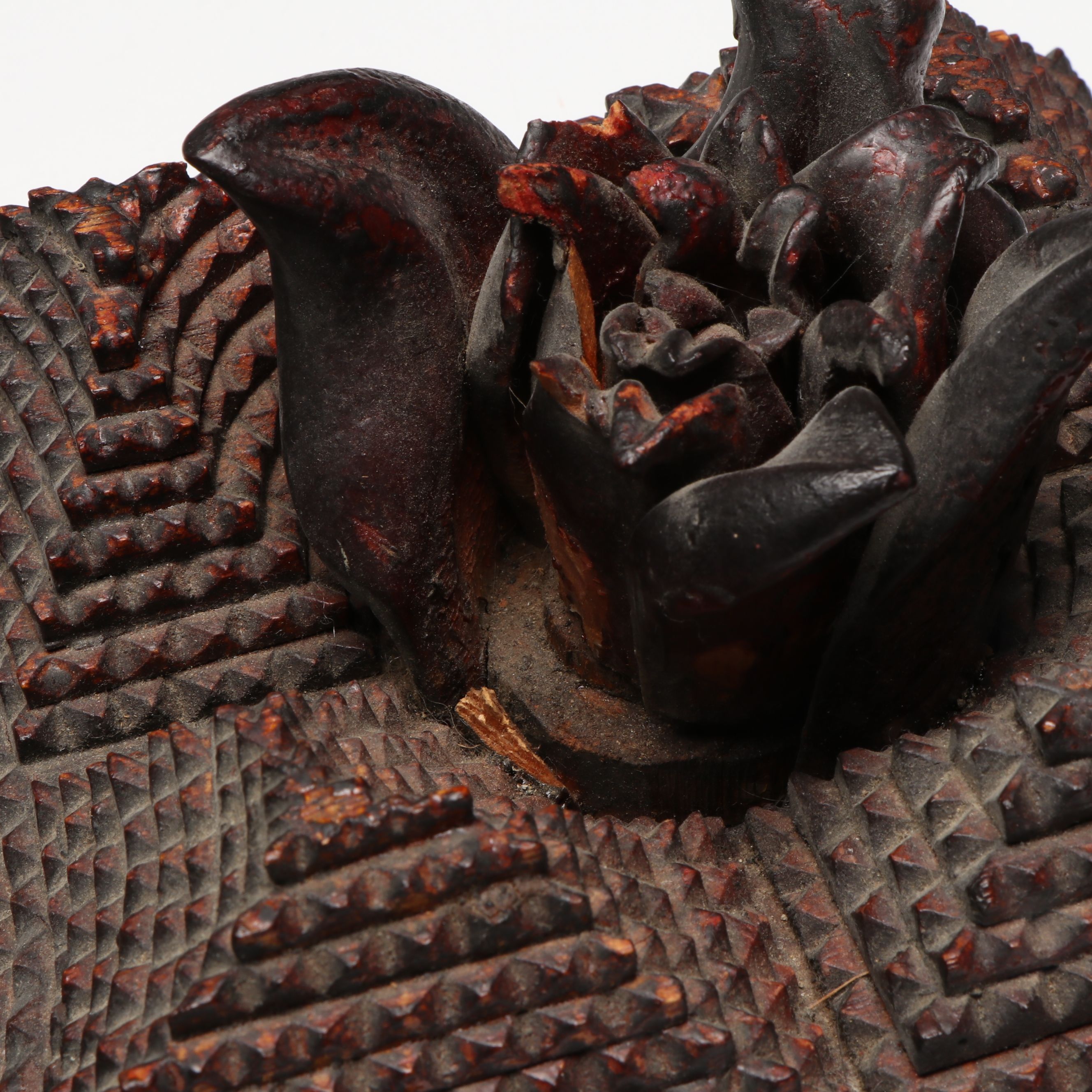 Chip-Carved Wooden Tramp Art Frame with Antique Photograph