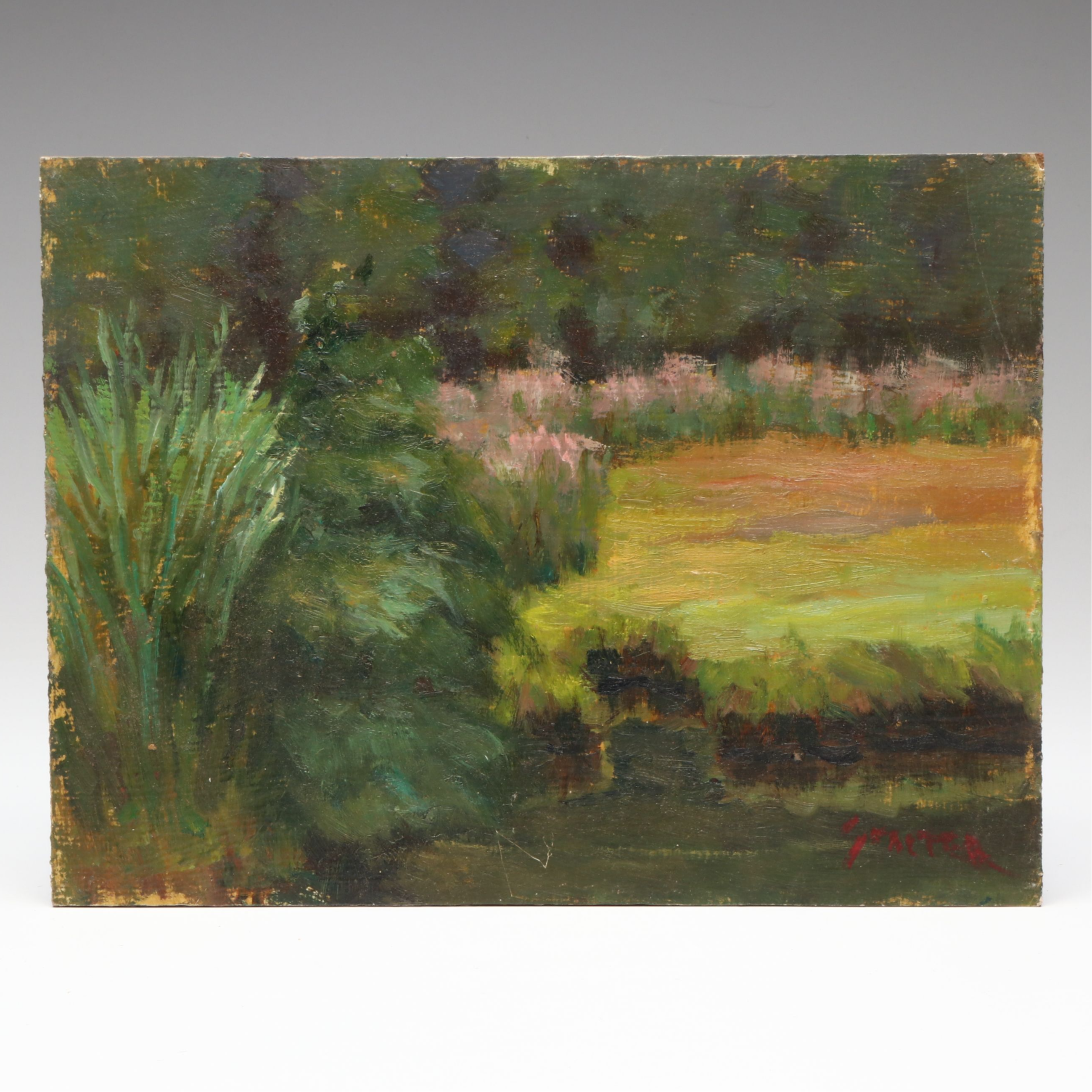 Richard Stalter Impressionist Garden Landscape Oil Painting