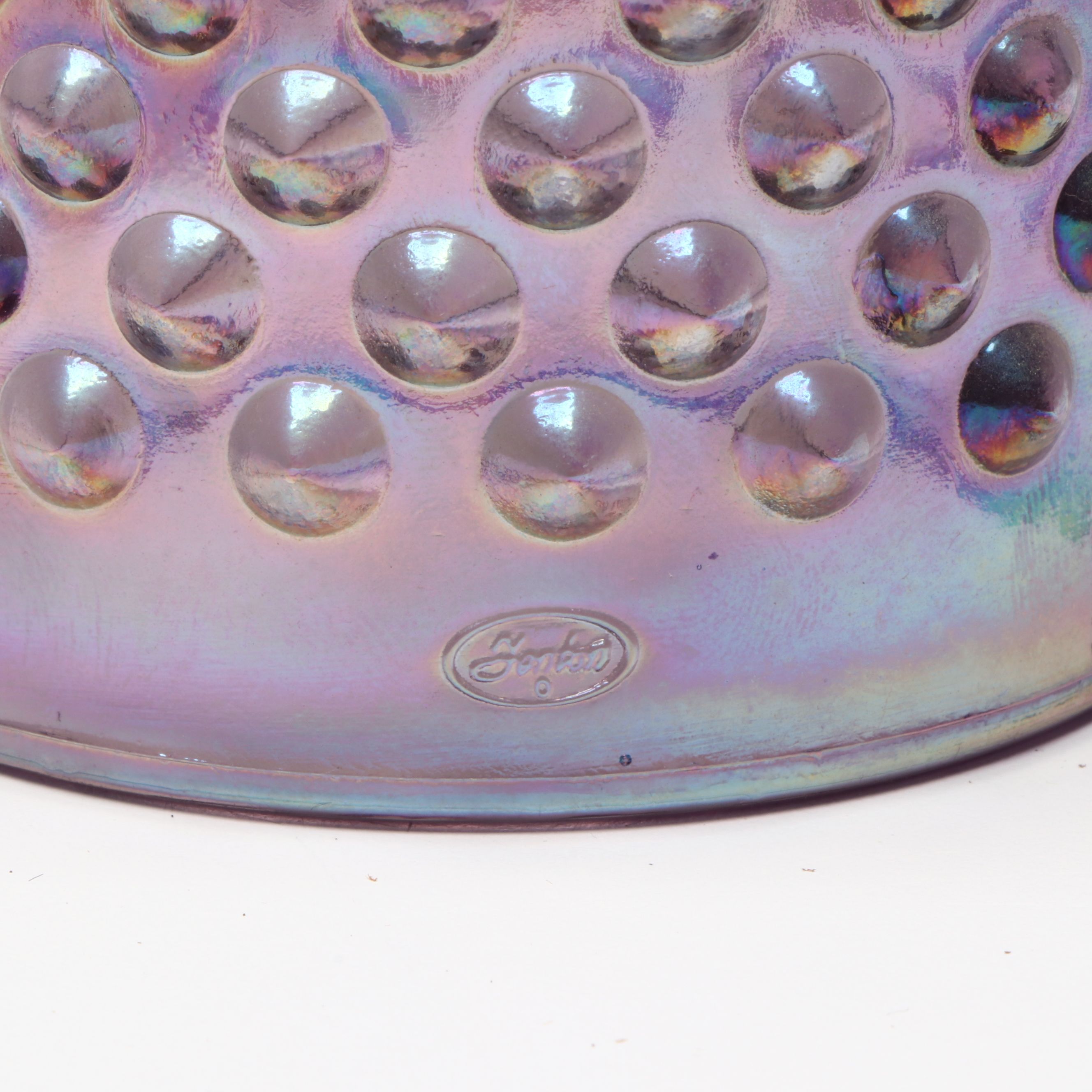 Fenton Hobnail Iridized Amethyst Fairy Light and Ruffled Bowl