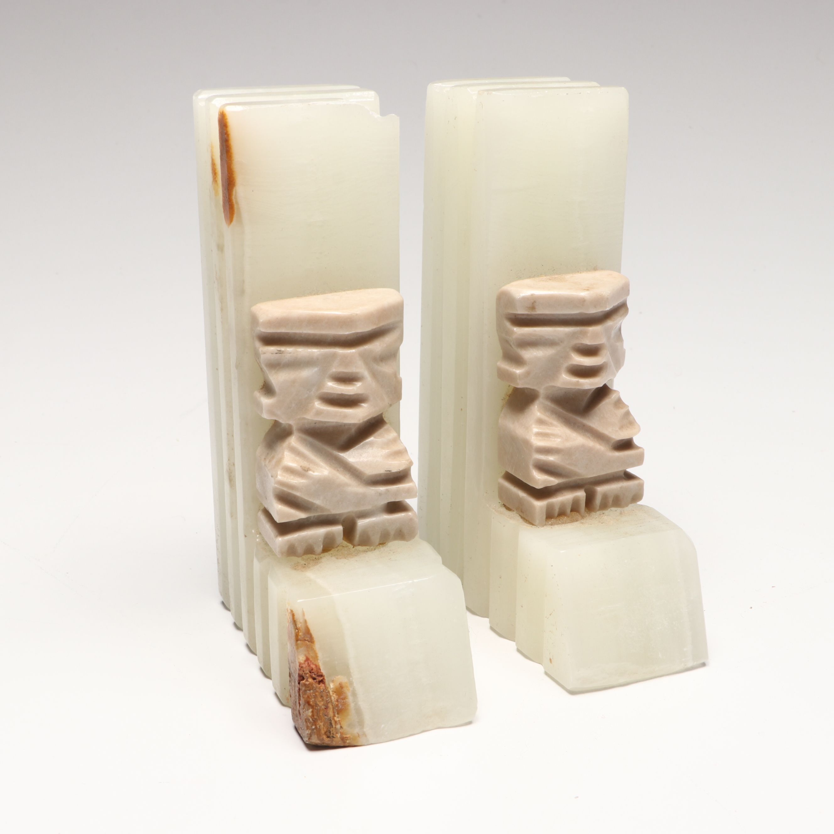 Orthoceras in Matrix, Calcite Salt Cellars and Banded Calcite Bookends