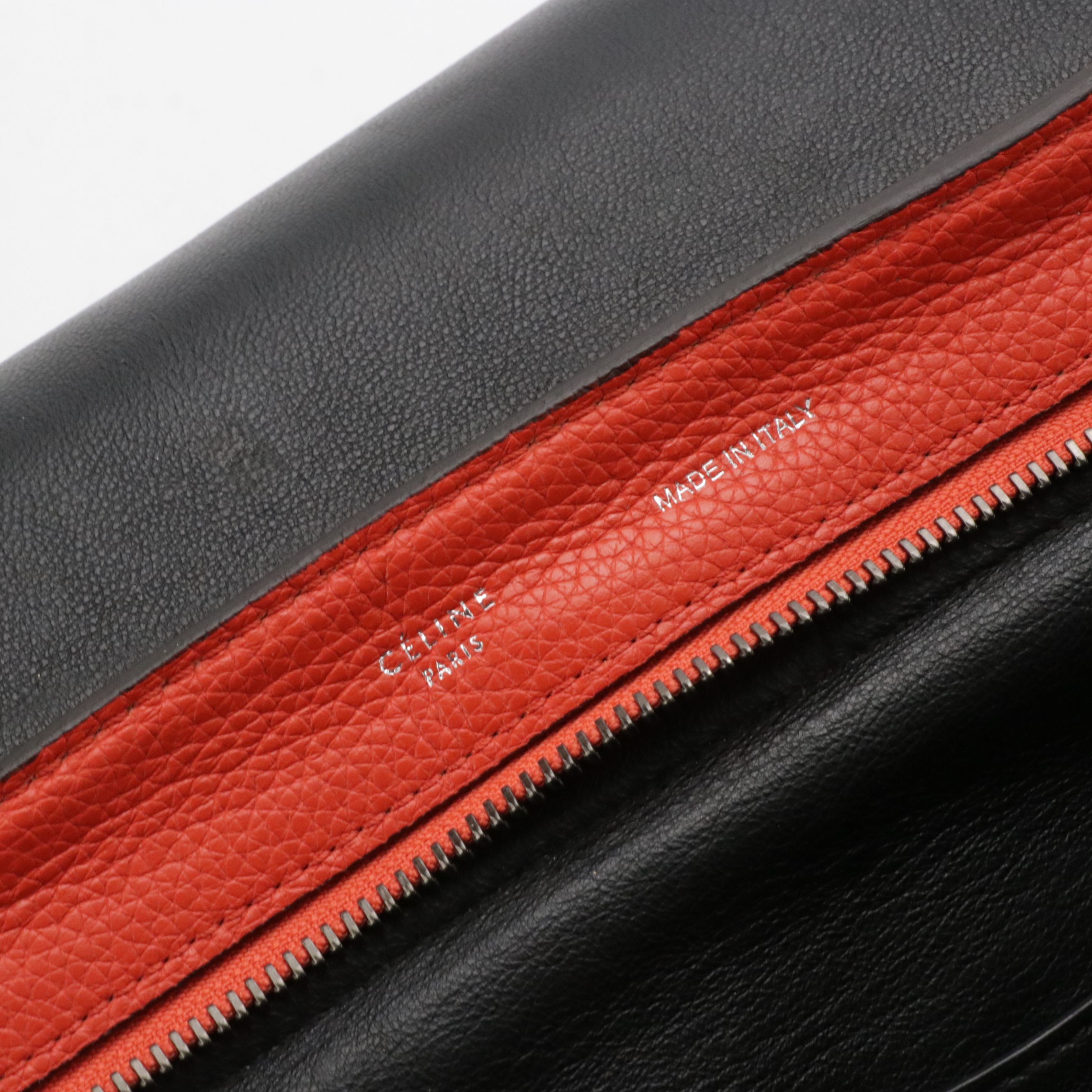 Céline Medium Trapeze Two-Way Bag in Red Grained Calfskin Leather and Suede