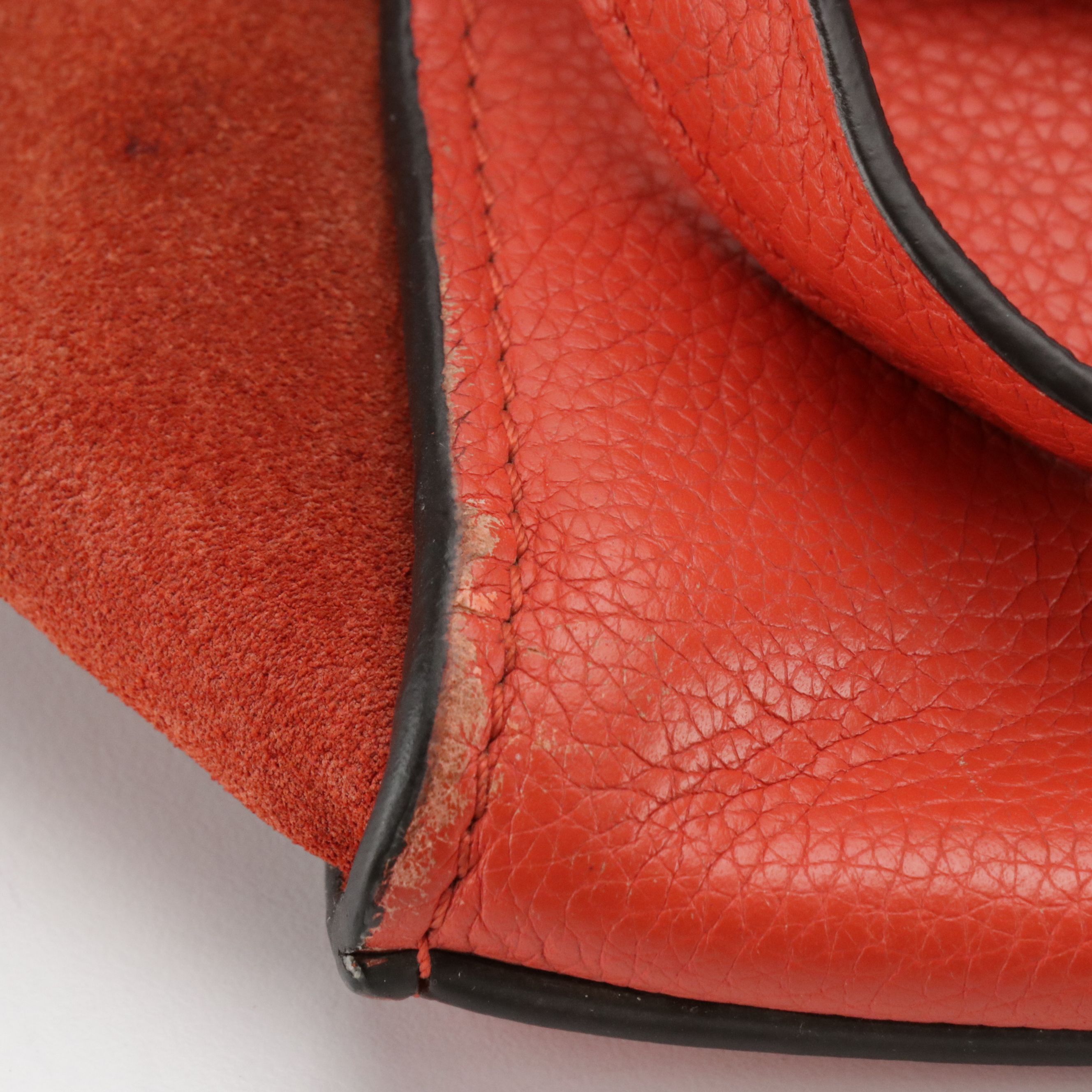 Céline Medium Trapeze Two-Way Bag in Red Grained Calfskin Leather and Suede