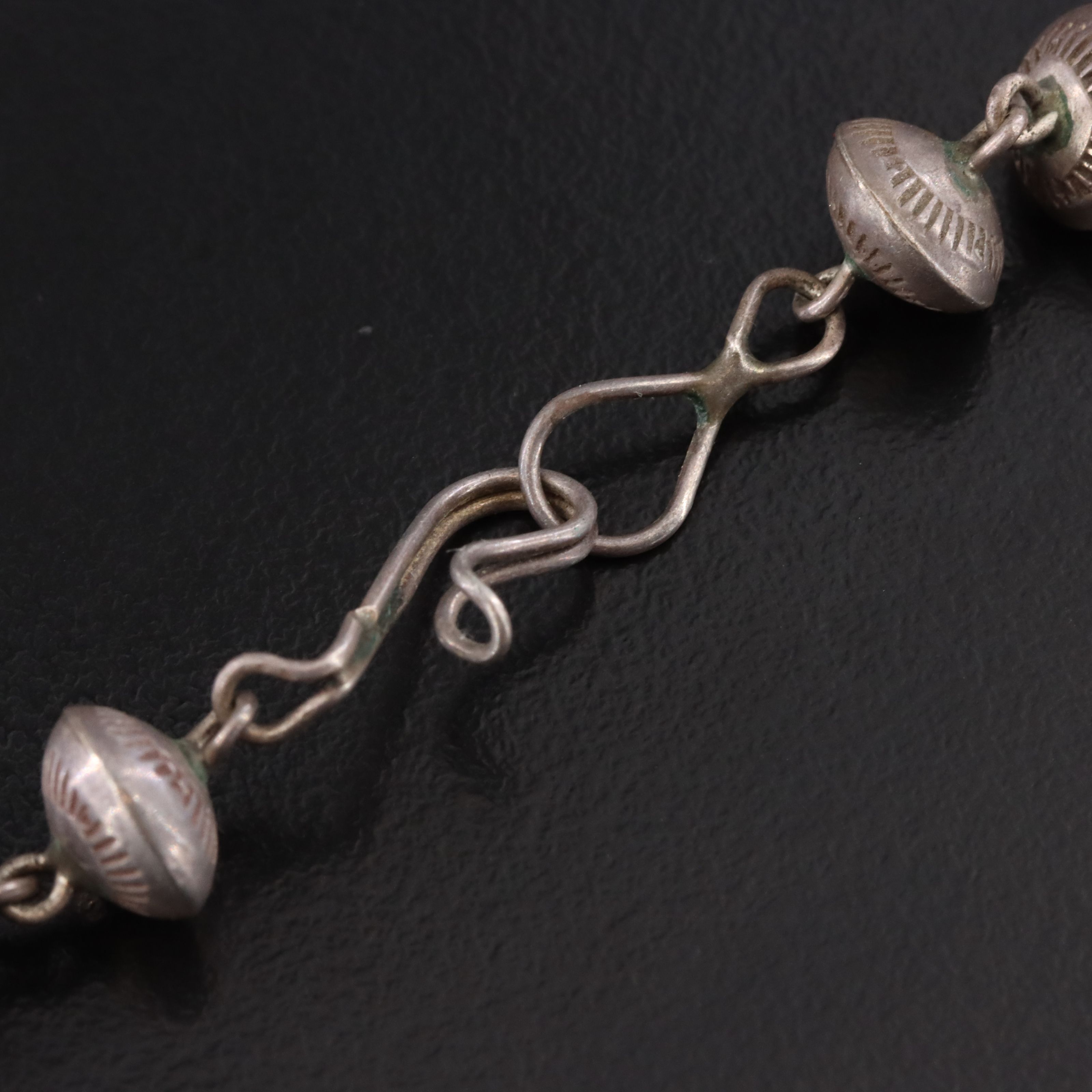 Vintage Southwestern Sterling Stampwork Graduated Bead Necklace