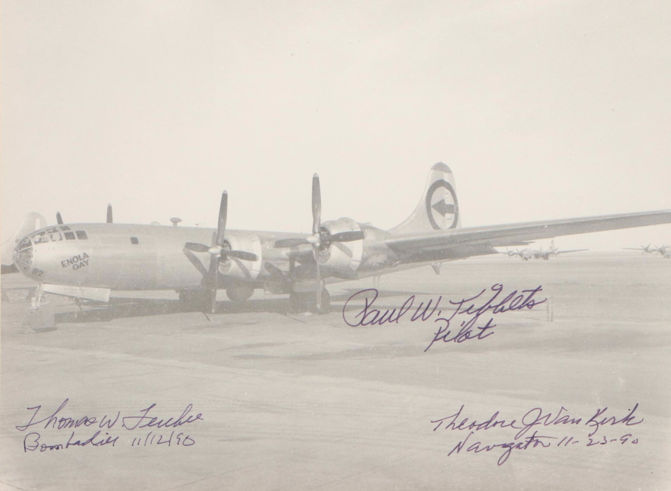 Paul Tibbets, Thomas Ferebee and Theodore Van Kirk Signed Enola Gay Photograph