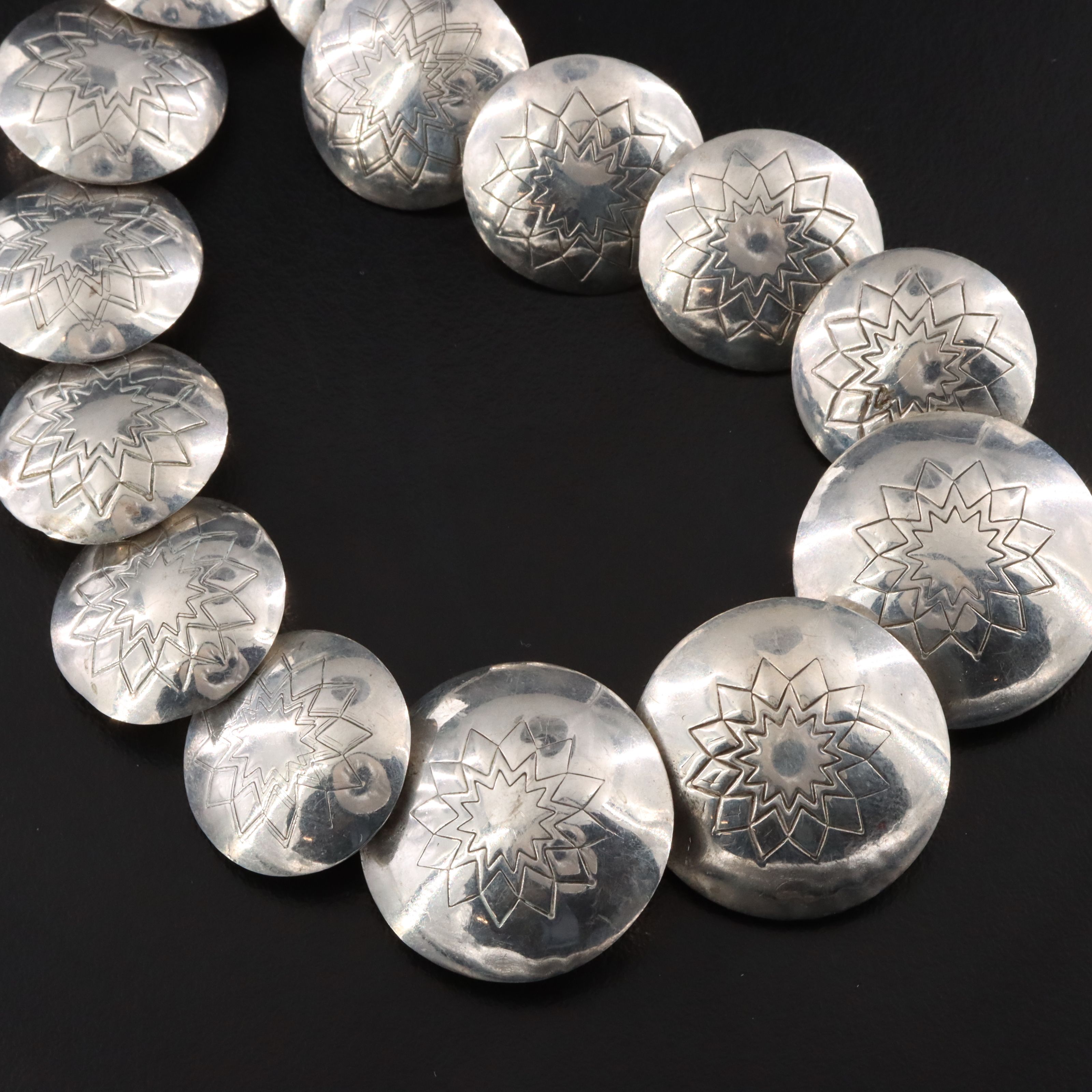 Western Sterling Graduated Concho Necklace