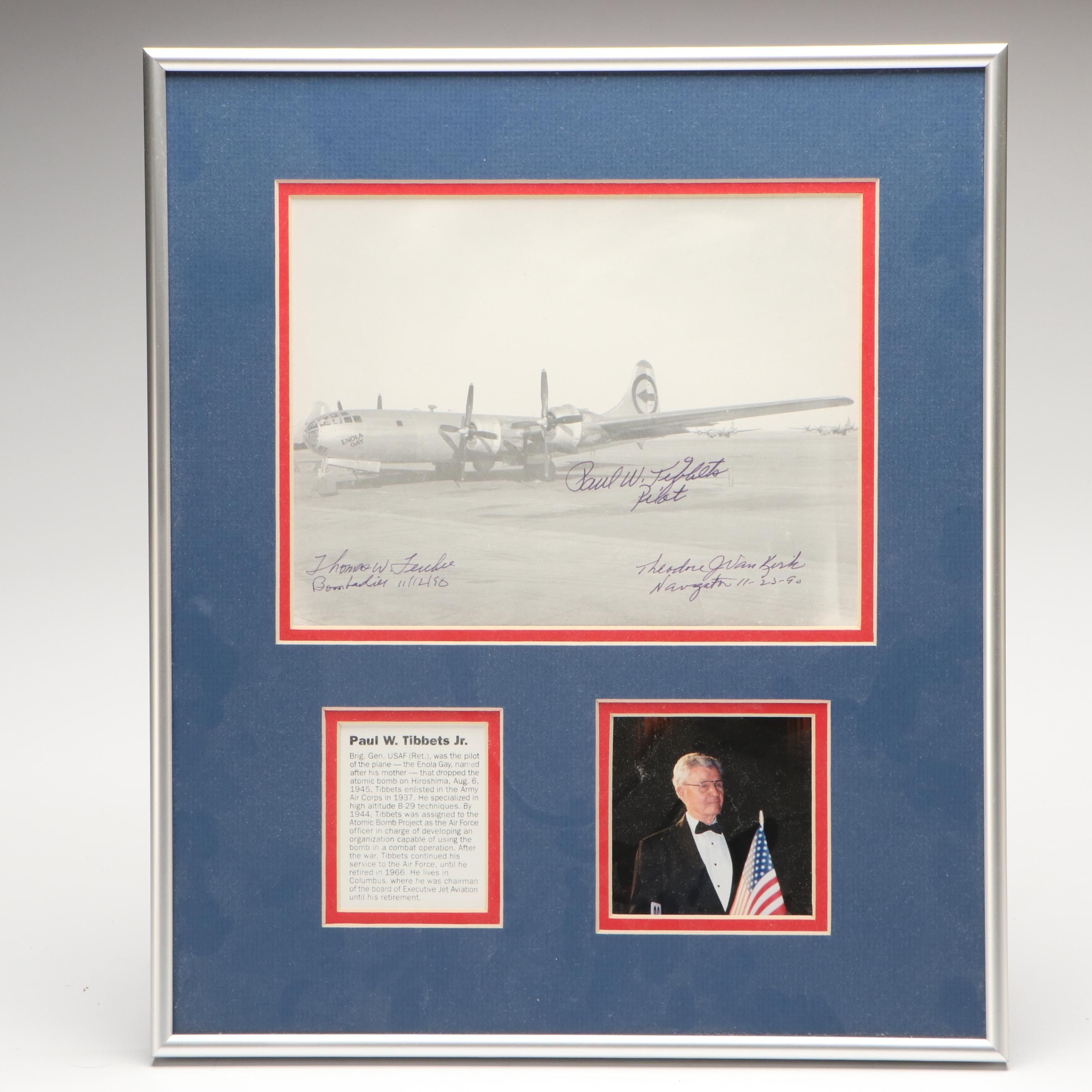 Paul Tibbets, Thomas Ferebee and Theodore Van Kirk Signed Enola Gay Photograph