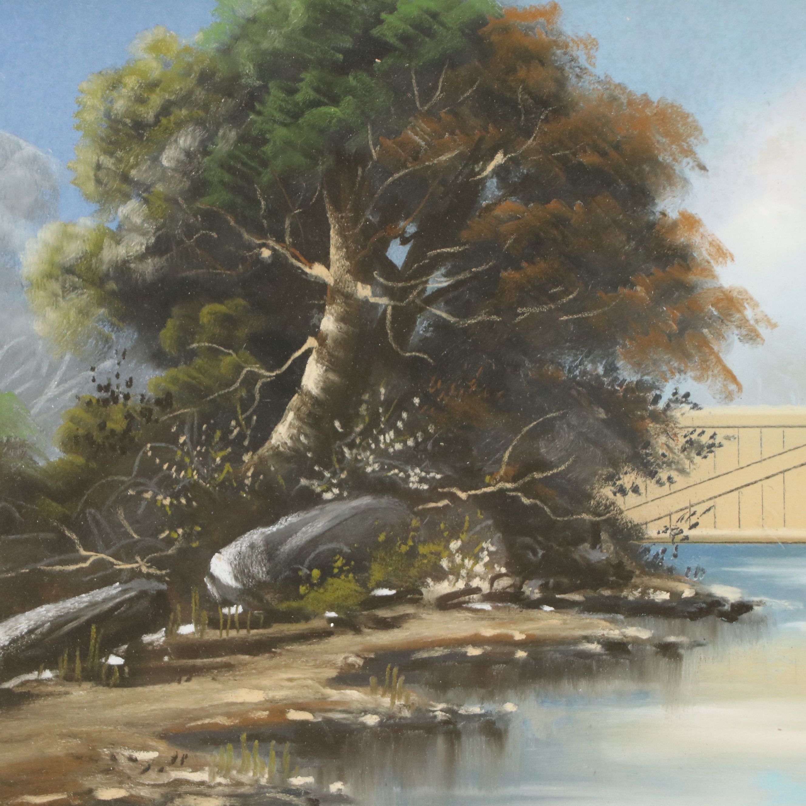 Creek Landscape Chalk Pastel Drawing