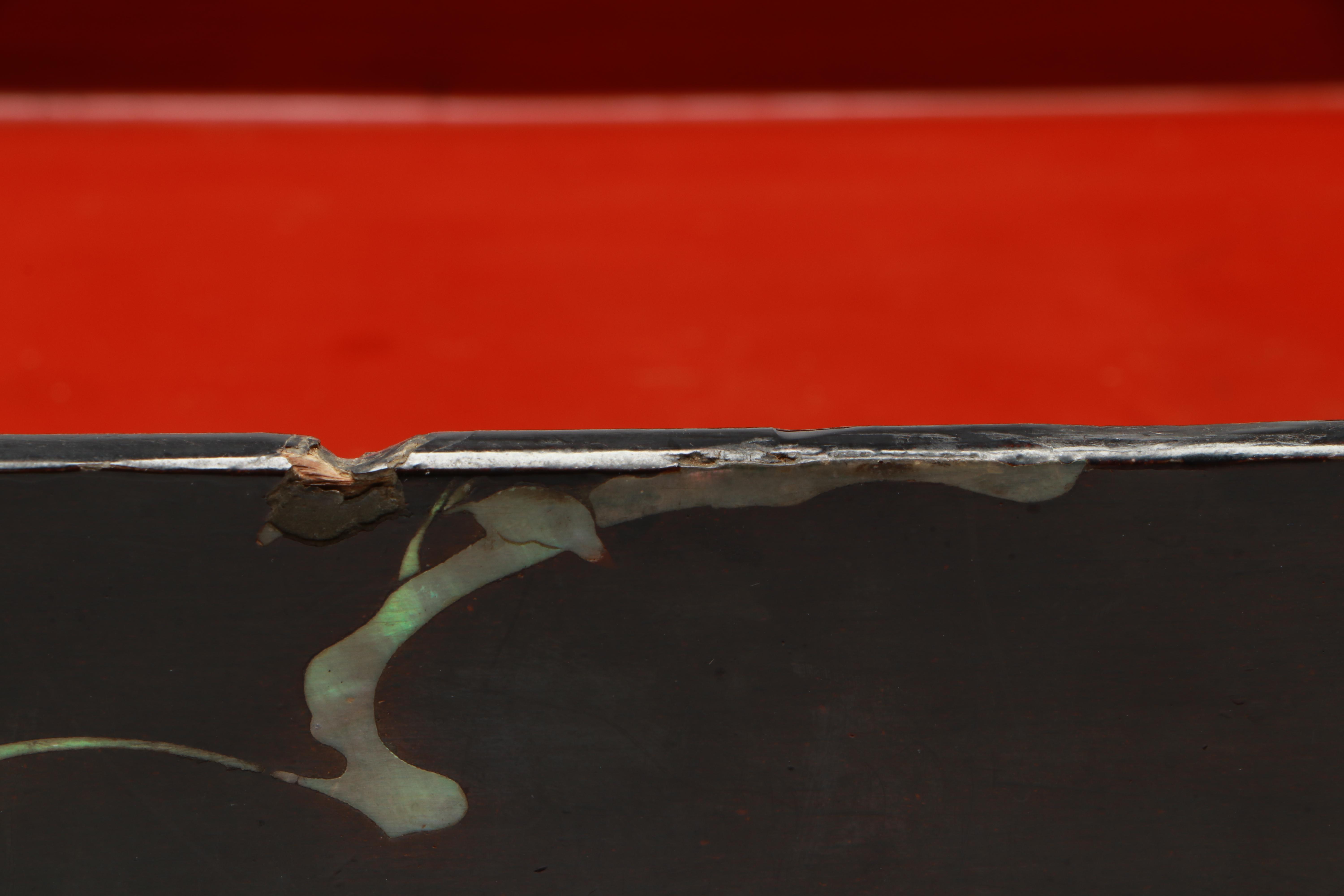 Japanese Mother-of-Pearl Inlaid Jyubako or Tiered Lacquered Wood Bento Box