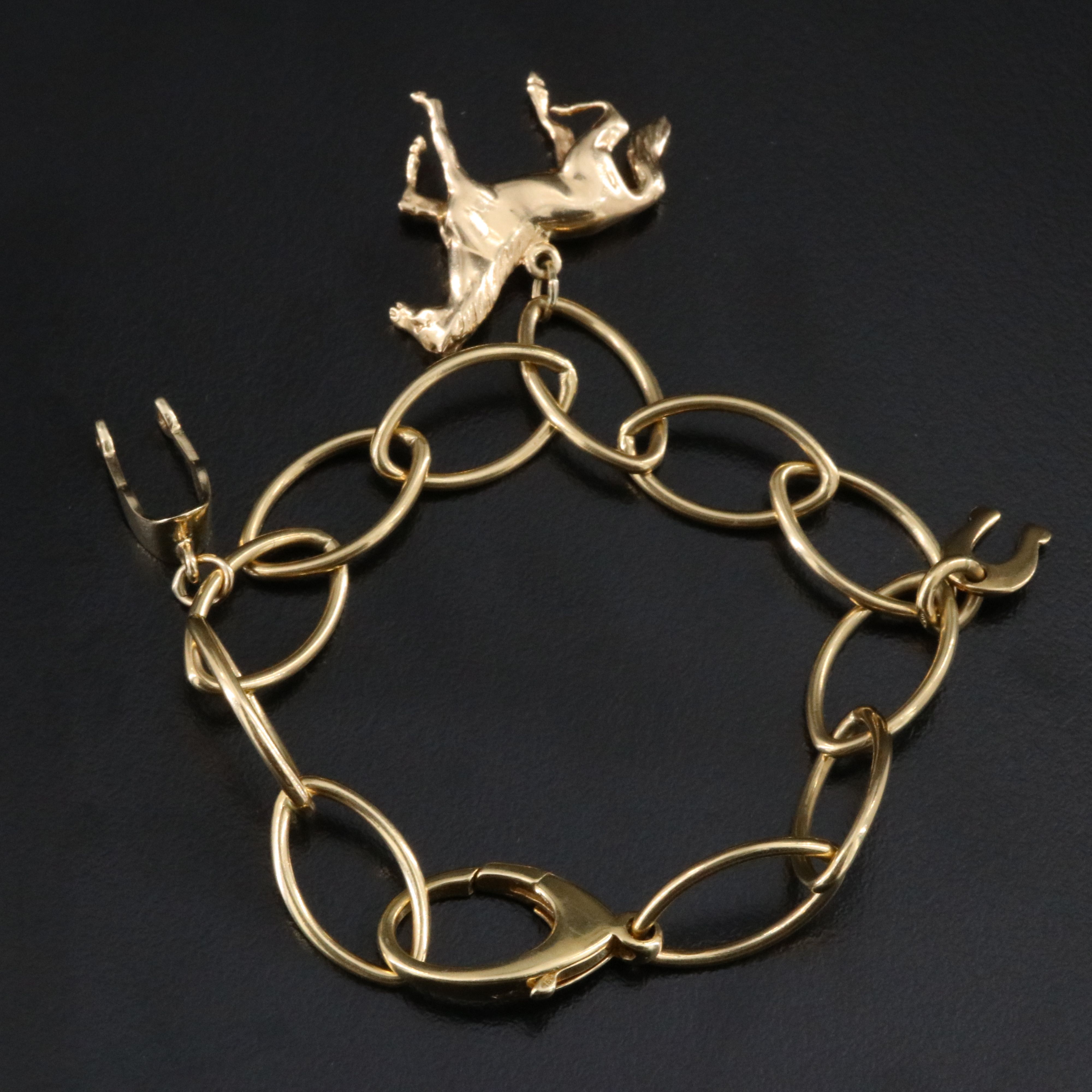 Tiffany & Co. 18K Oval Link Bracelet with Equestrian Themed Charms