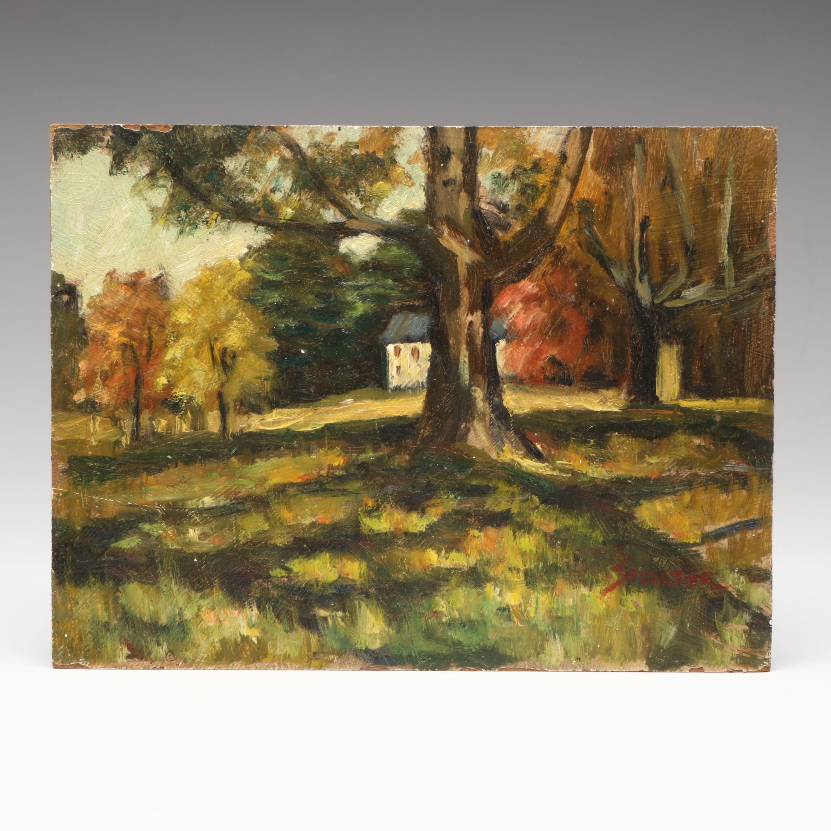 Richard Stalter Autumnal New England Landscape Oil Painting
