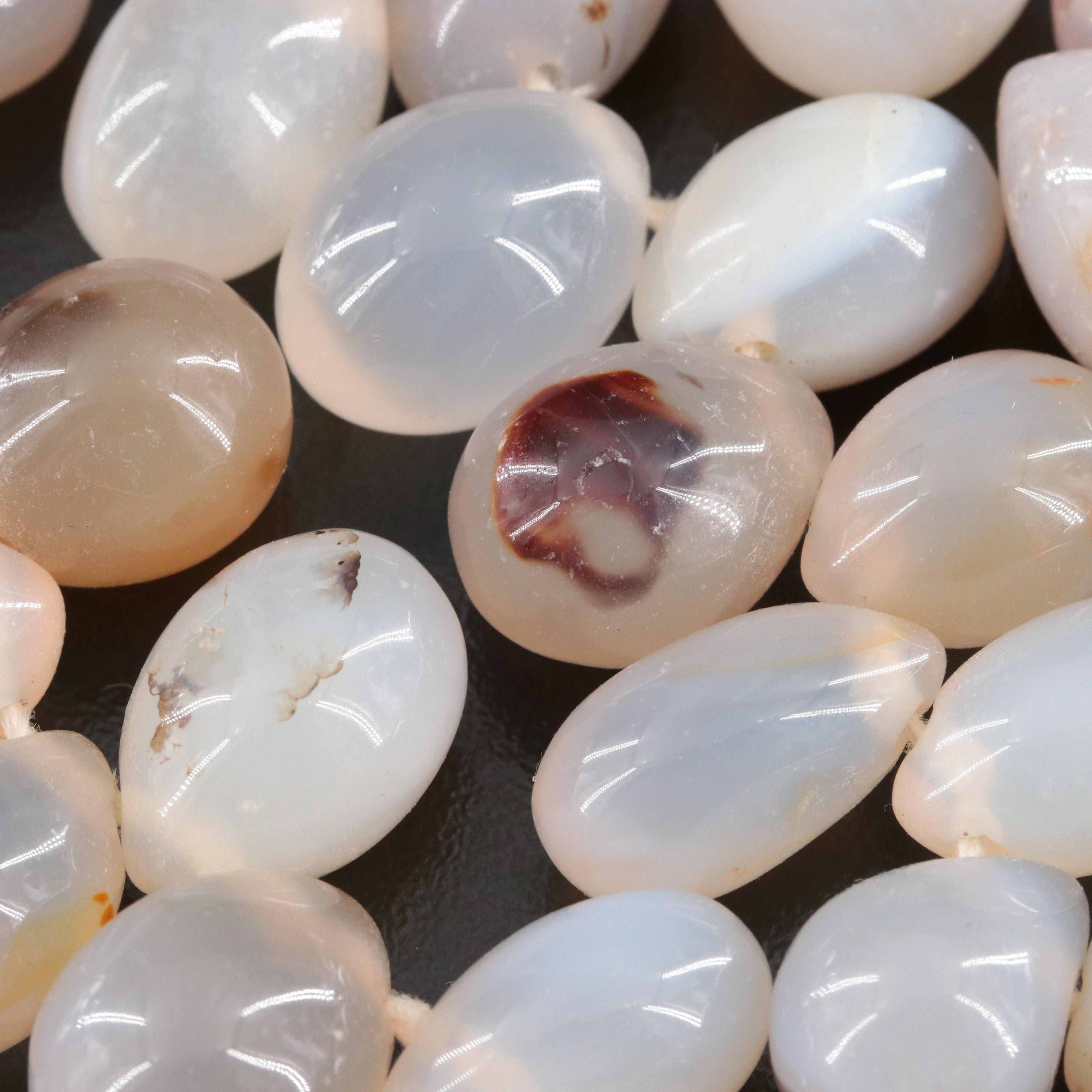 Agate and Mother-of-Pearl Necklace for Repair with Sterling Clasp