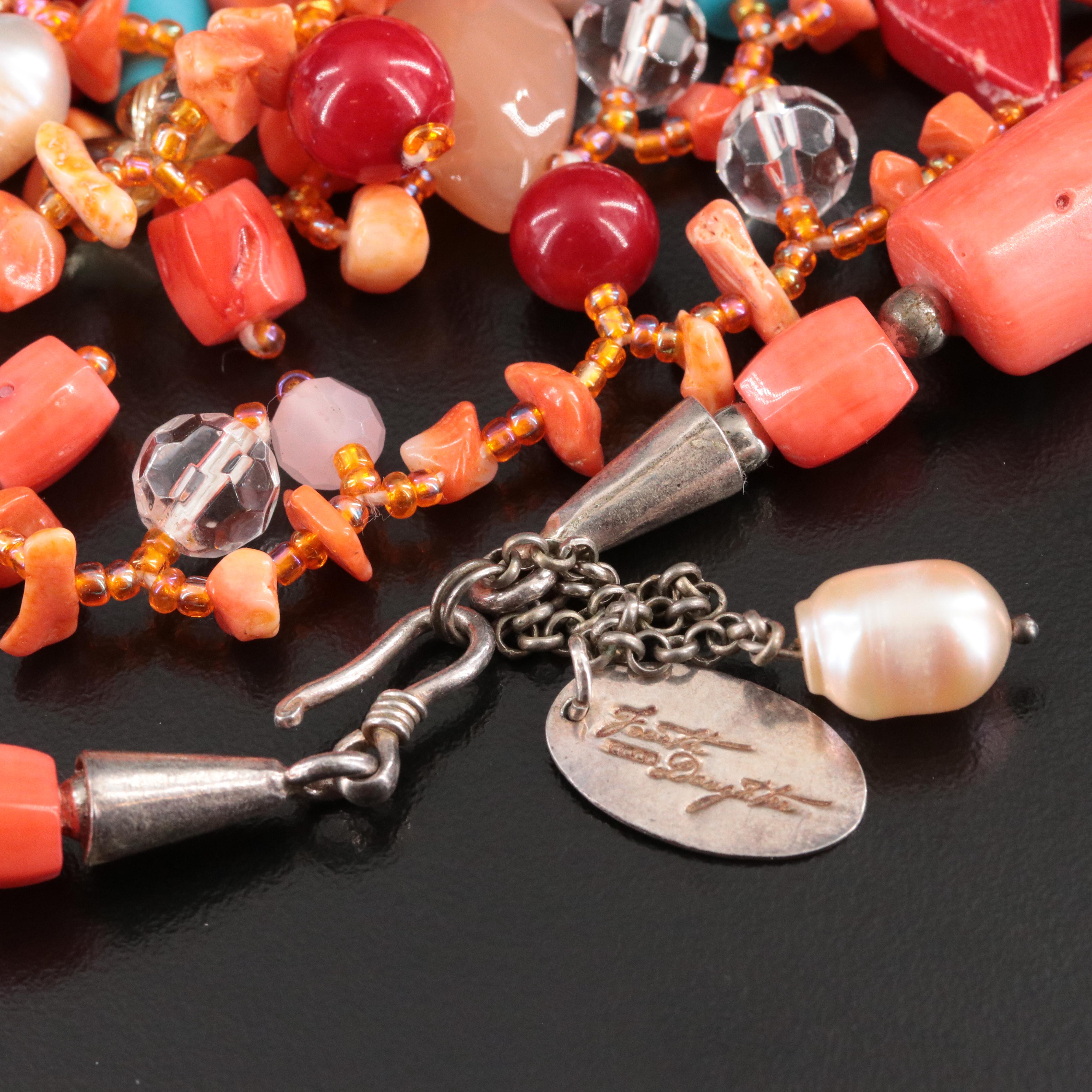 Fourth Daughter Coral, Pearl and Gemstone Necklace with Sterling Clasp