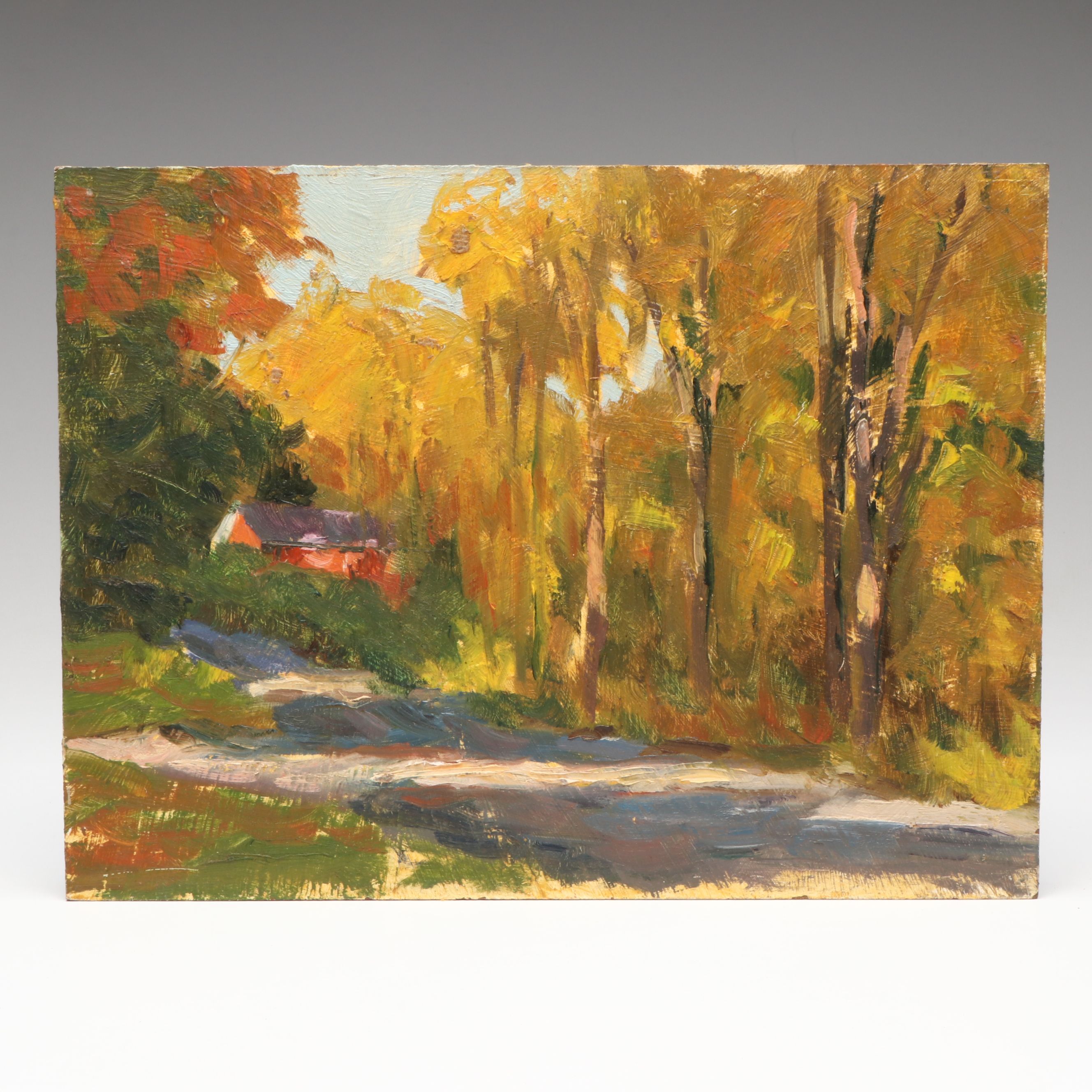 Richard Stalter Autumnal New England Rural Landscape Oil Painting