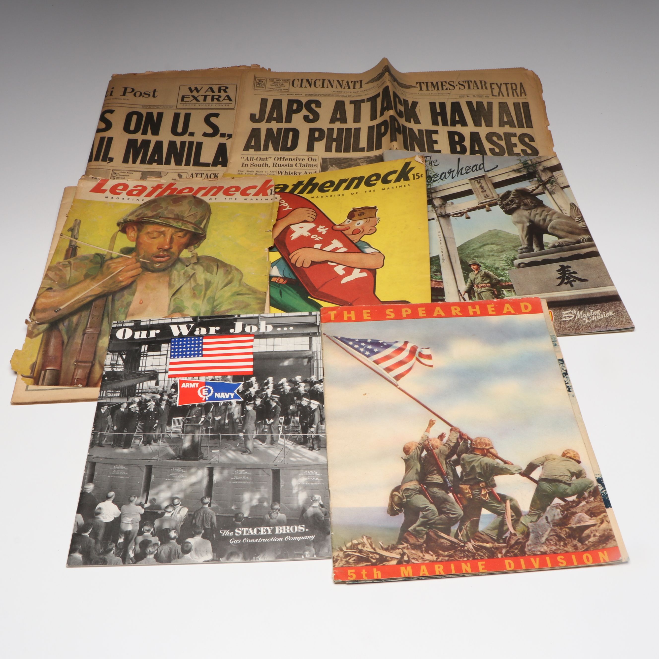 "The Cincinnati Post" Attack on Pearl Harbor Newspapers and More WWII Magazines