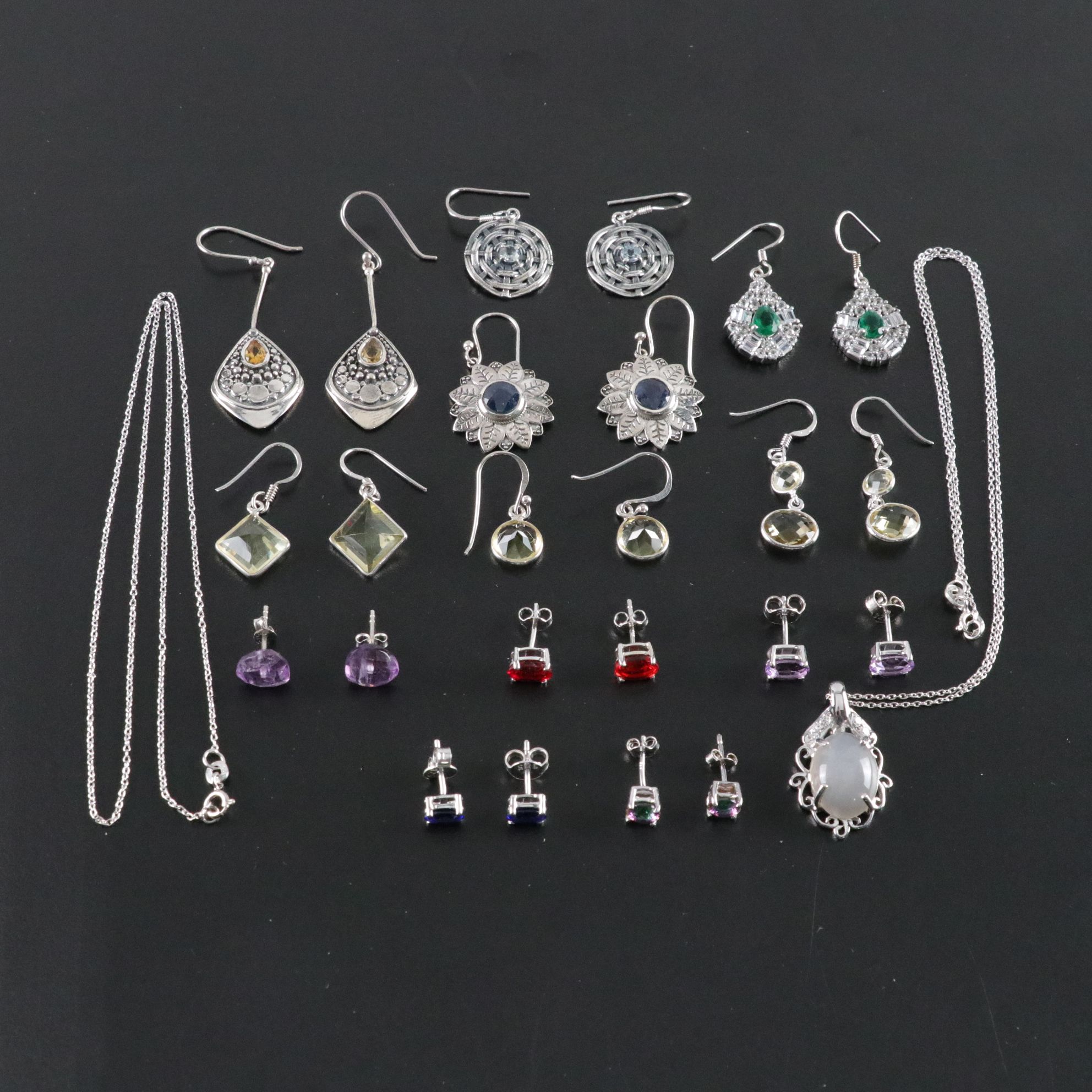 14 Assorted Sterling Earrings and Necklaces