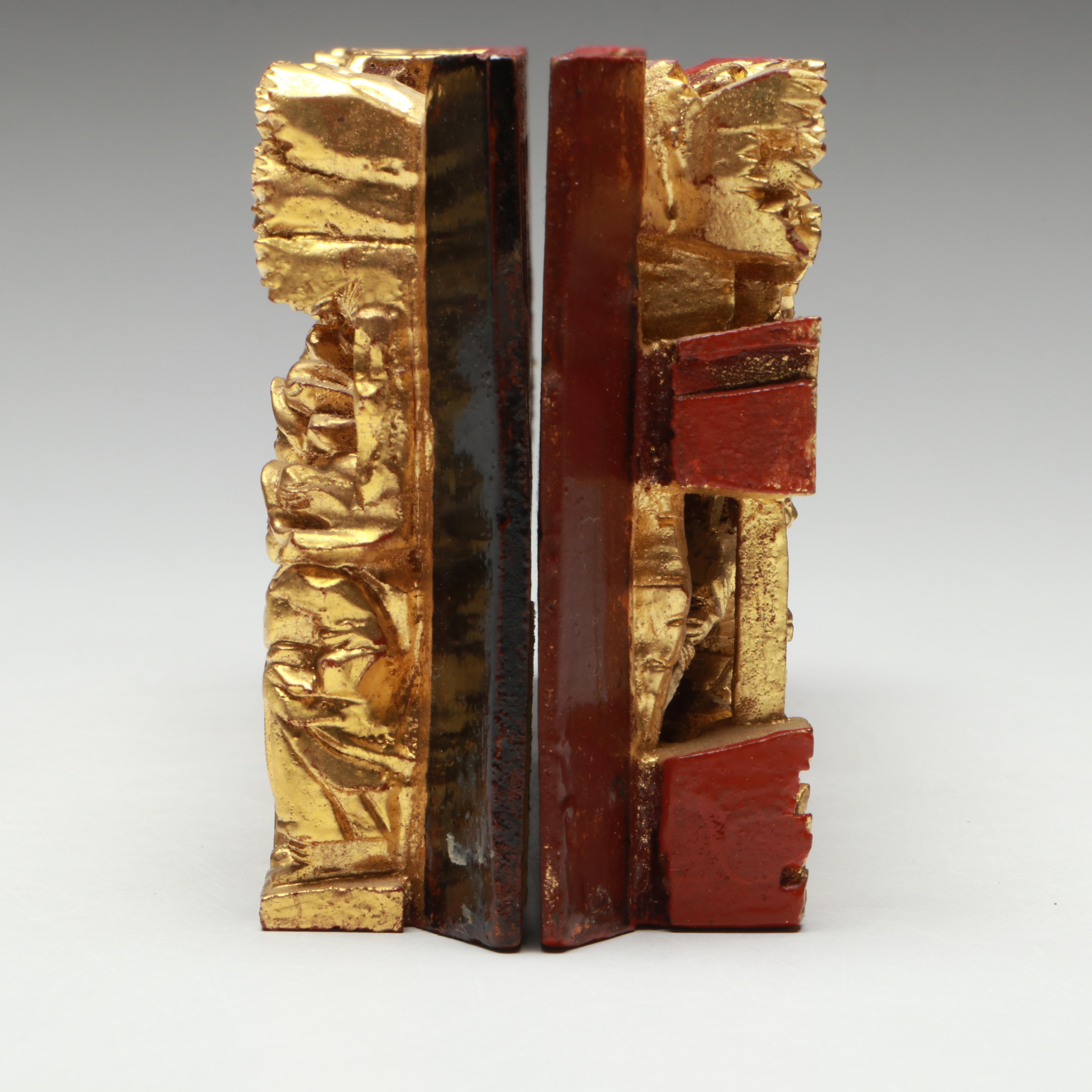 Chinese Chaozhou Hand-Carved Gilt Wood Plaques