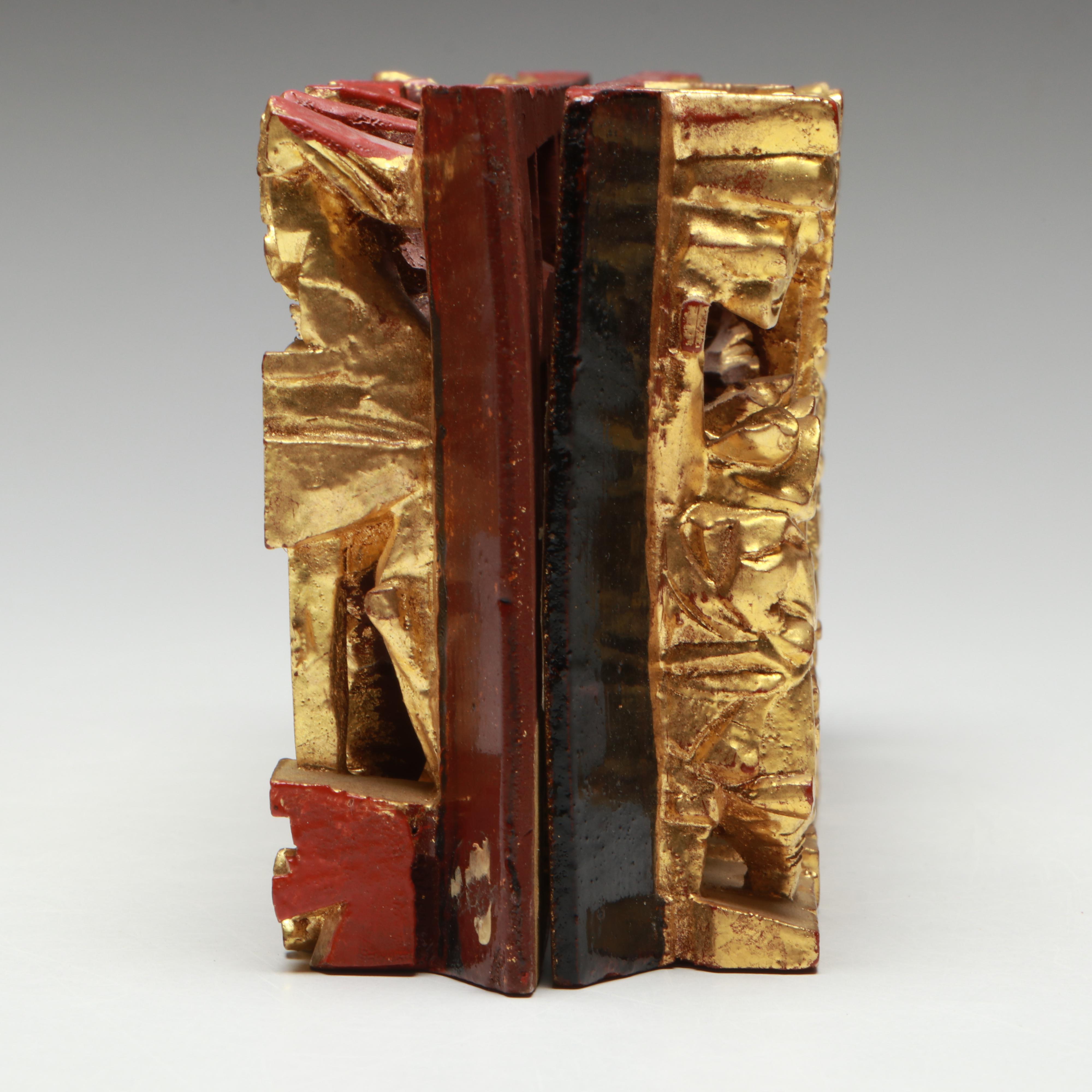 Chinese Chaozhou Hand-Carved Gilt Wood Plaques