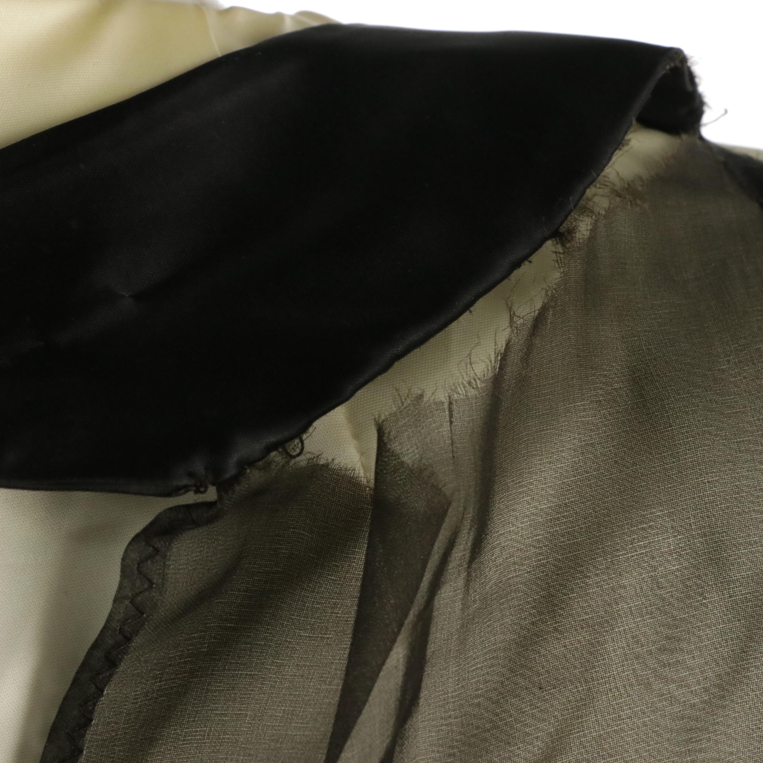 Vintage Handmade A-Line Illusion Layered Dress in Ivory & Black Sheer Polyester