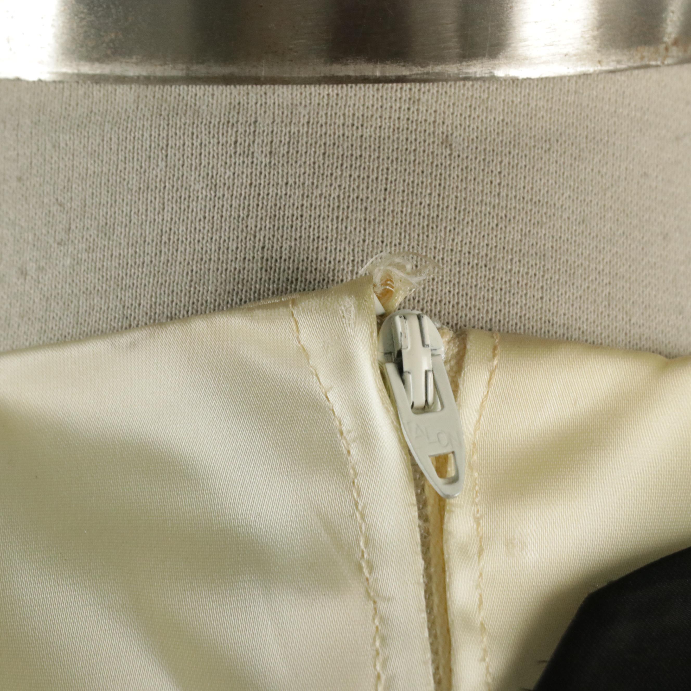 Vintage Handmade A-Line Illusion Layered Dress in Ivory & Black Sheer Polyester