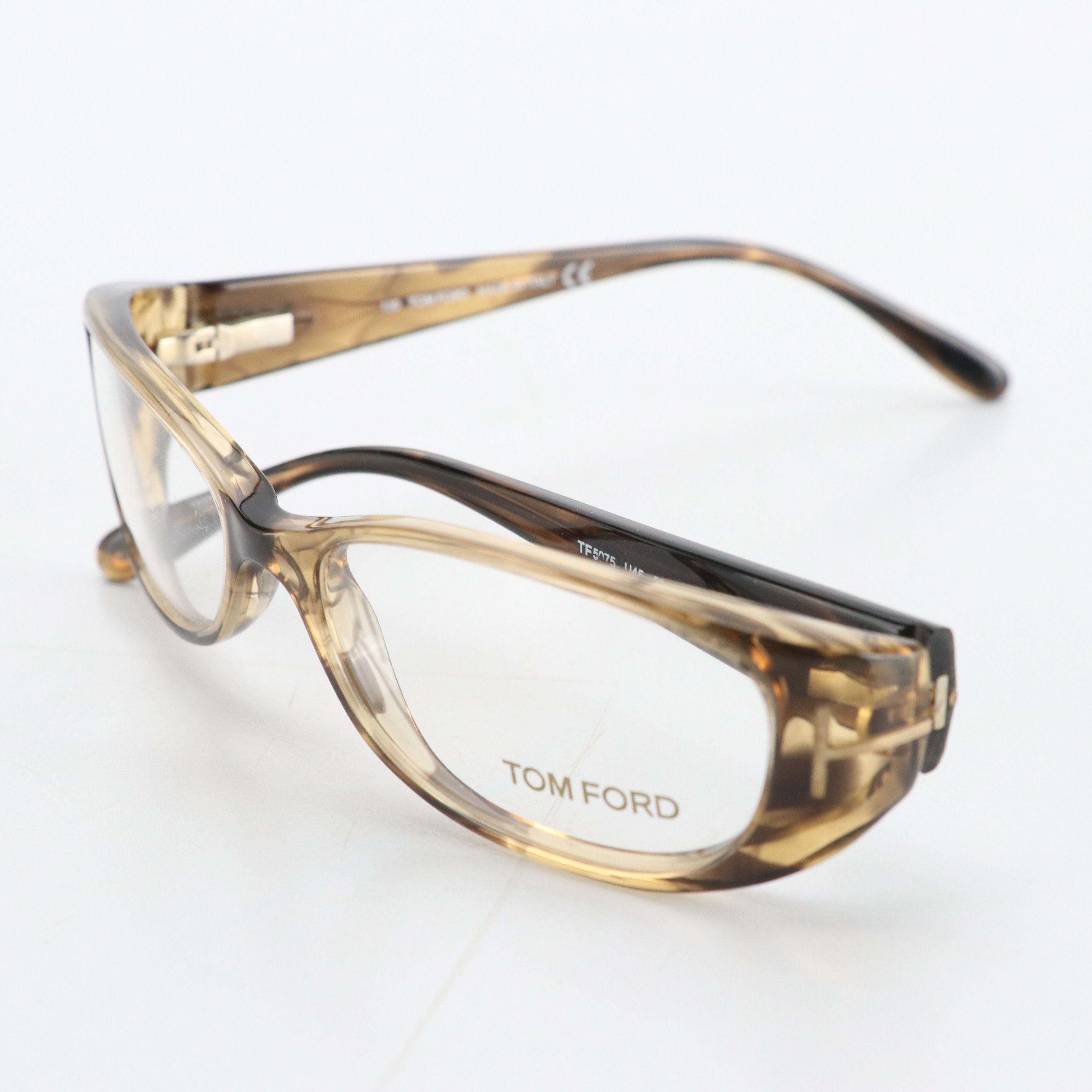 Tom Ford TF5075 U45 Honey Brown Oval Eyeglasses