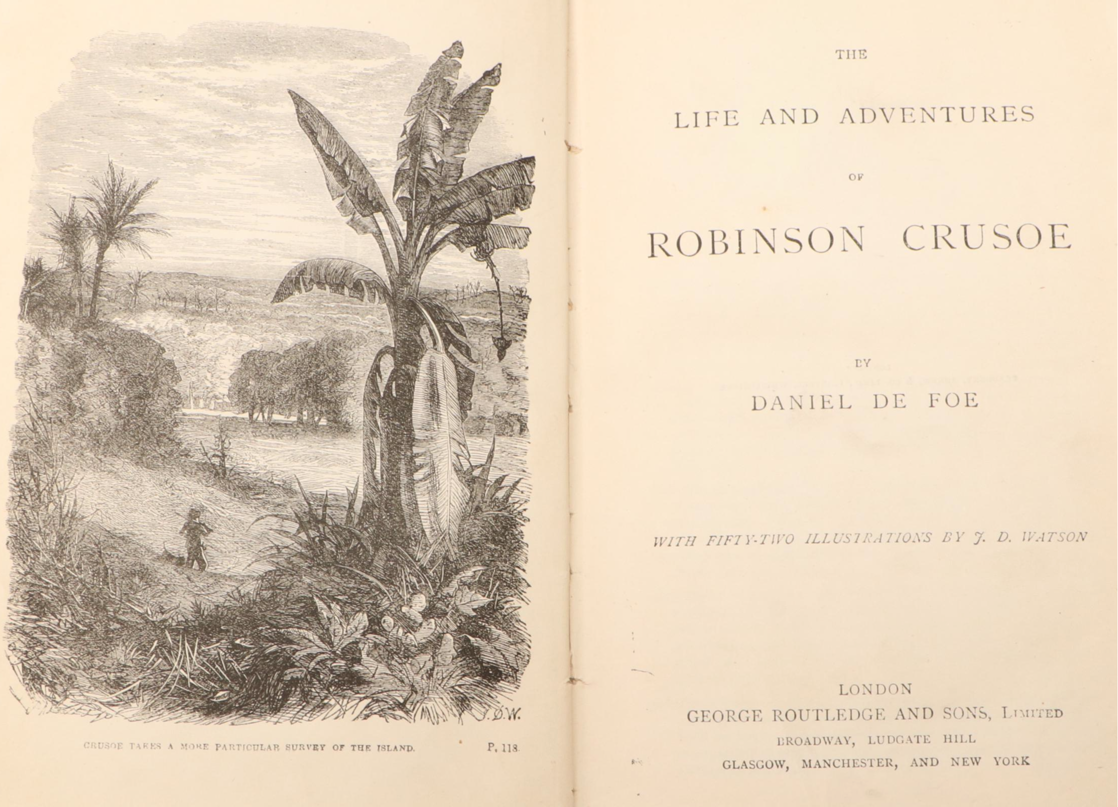 Illustrated "The Life and Adventures of Robinson Crusoe" by Daniel Defoe