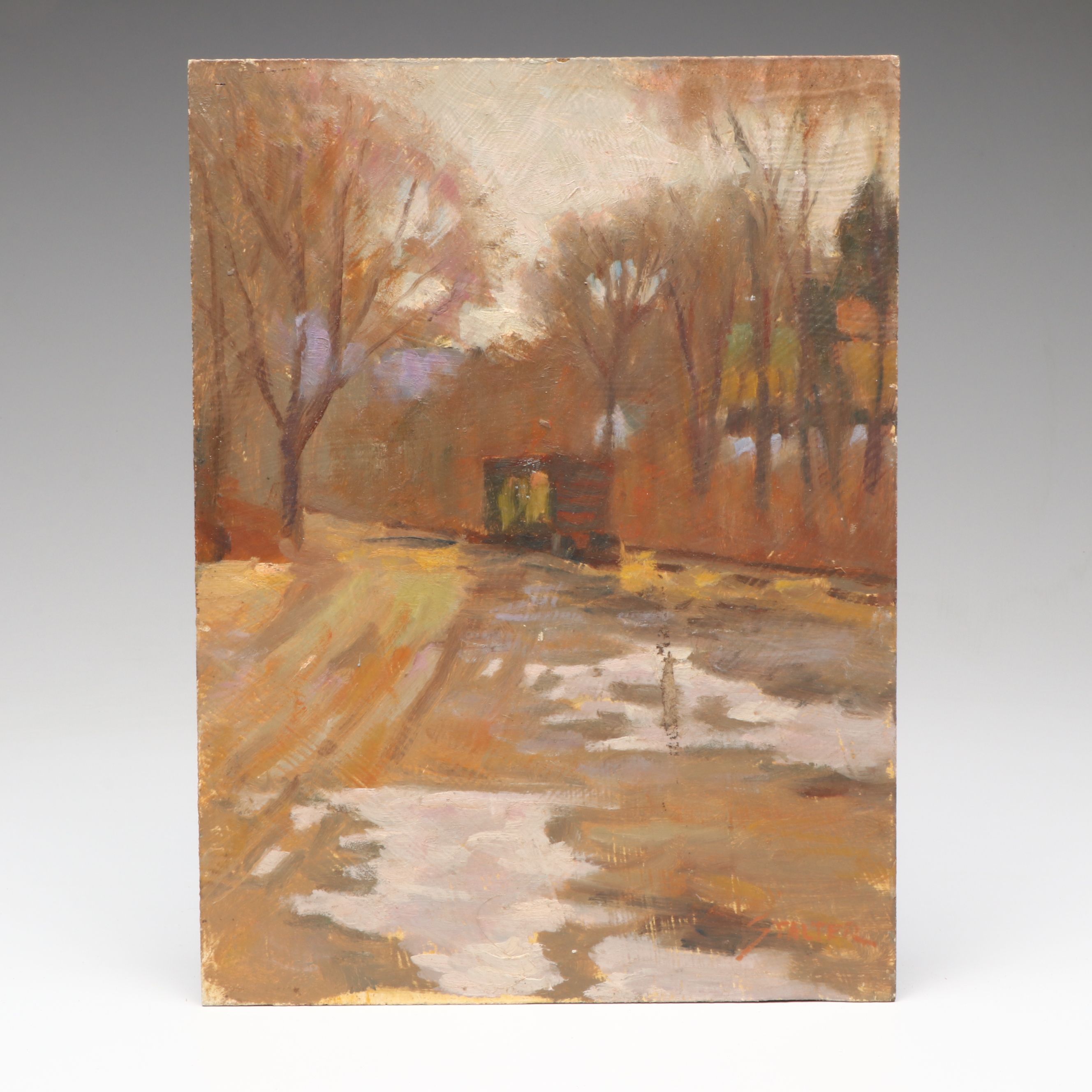 Richard Stalter Winter New England Landscape Oil Painting