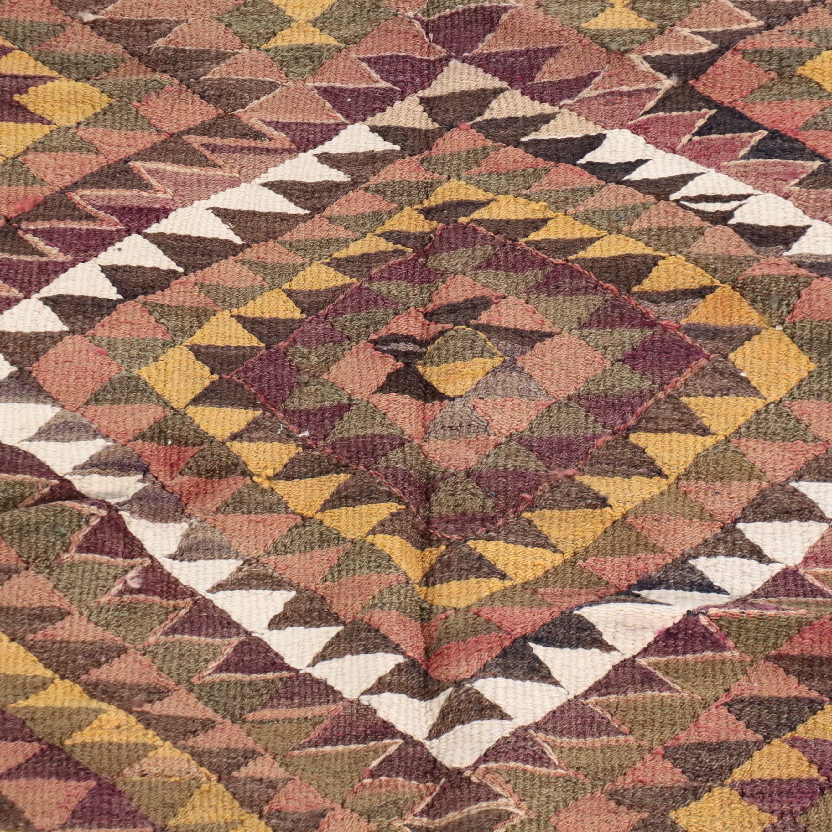 5'3 x 910 Handwoven Turkish Bergama Kilim Area Rug