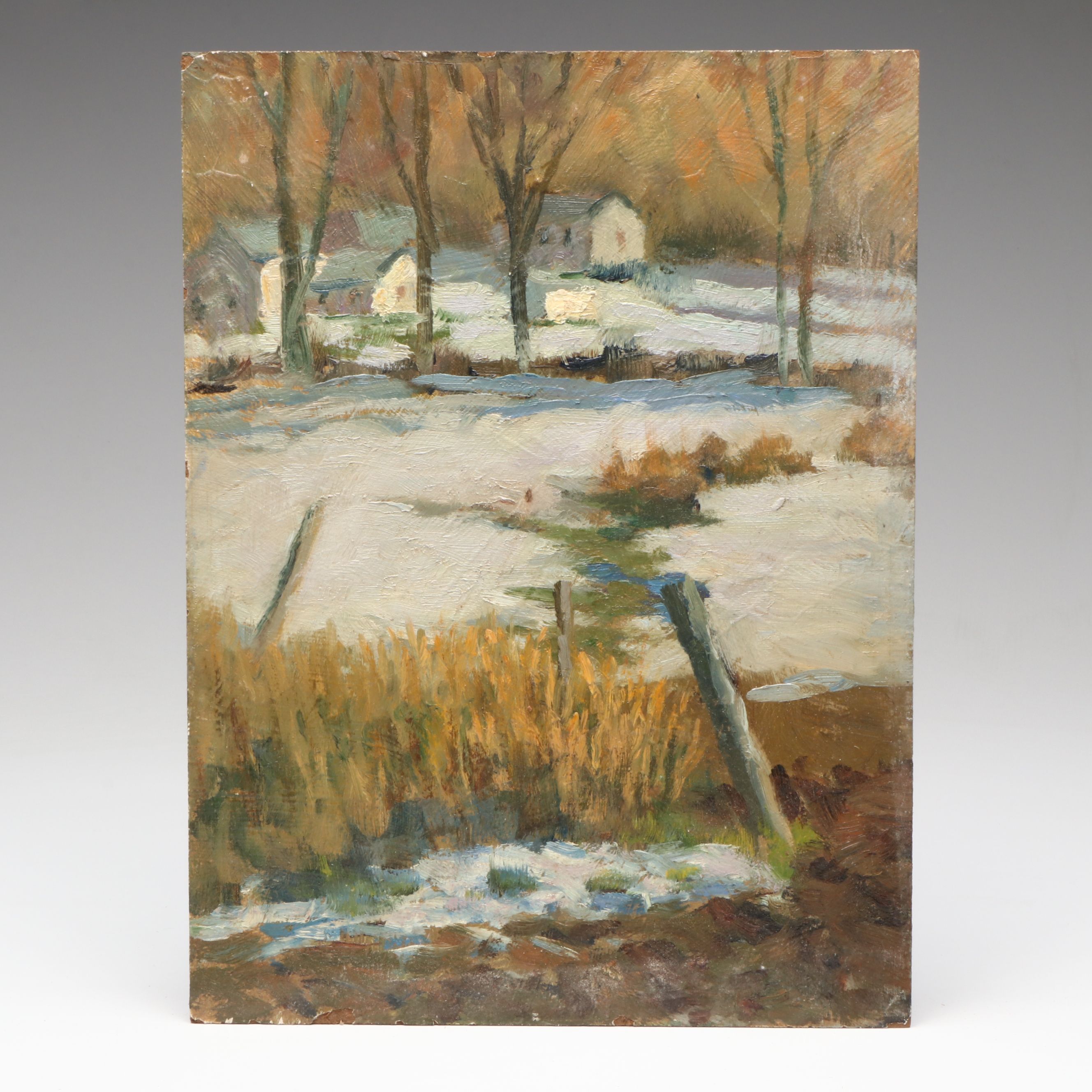Richard Stalter Winter New England Landscape Oil Painting