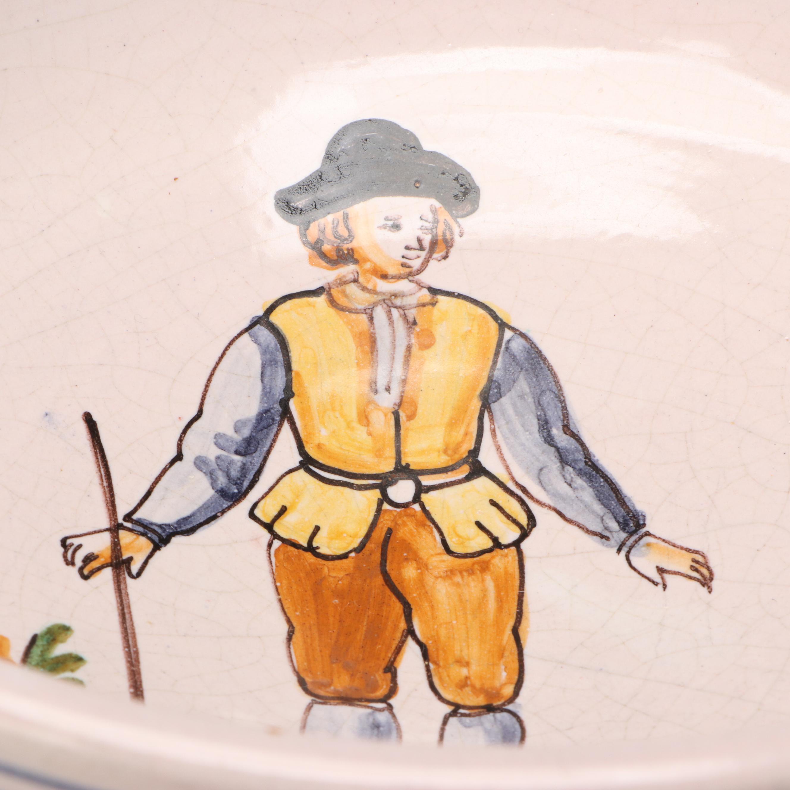 Quimper Style and Ceramiche Sberna Ceramic Folk Art Bowls