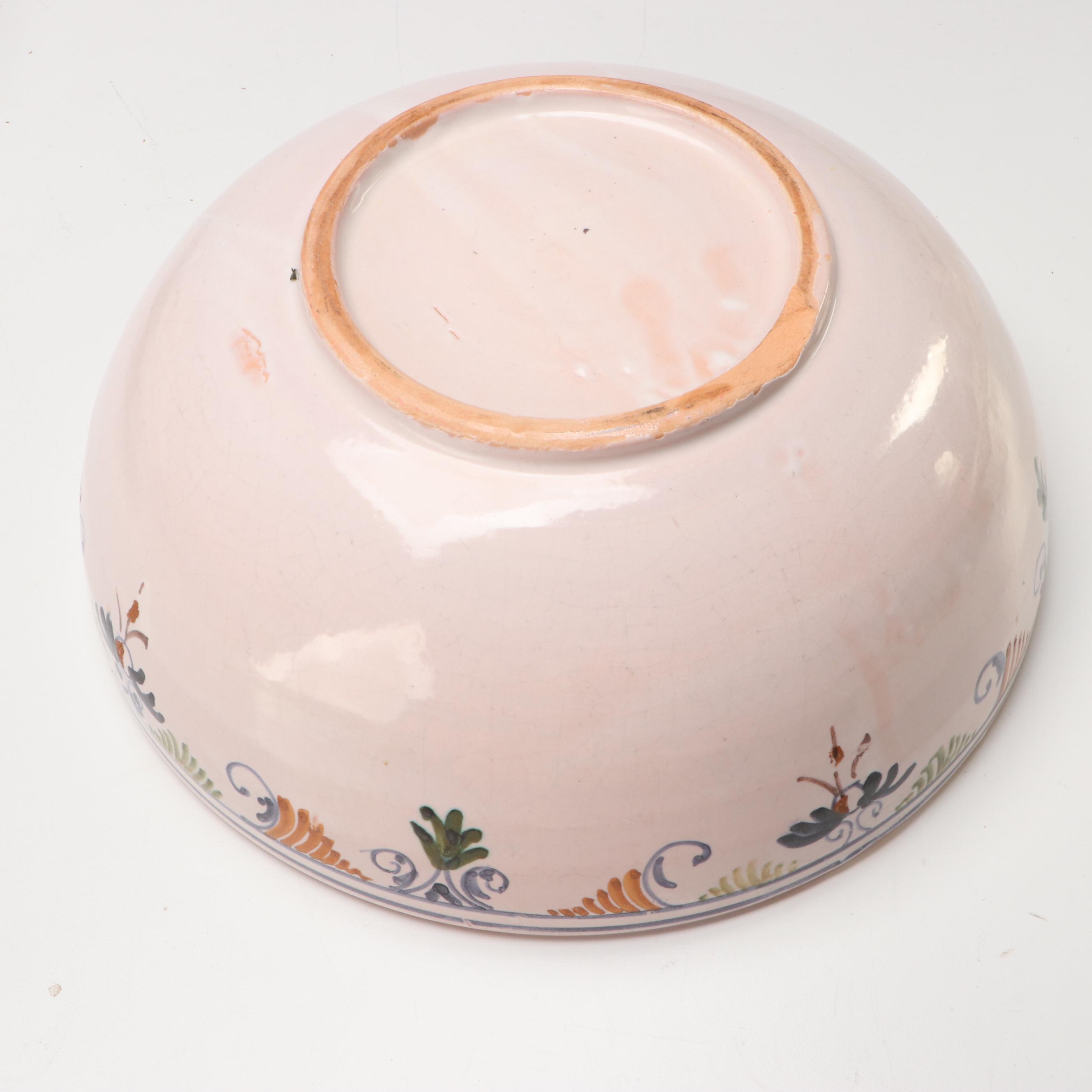 Quimper Style and Ceramiche Sberna Ceramic Folk Art Bowls