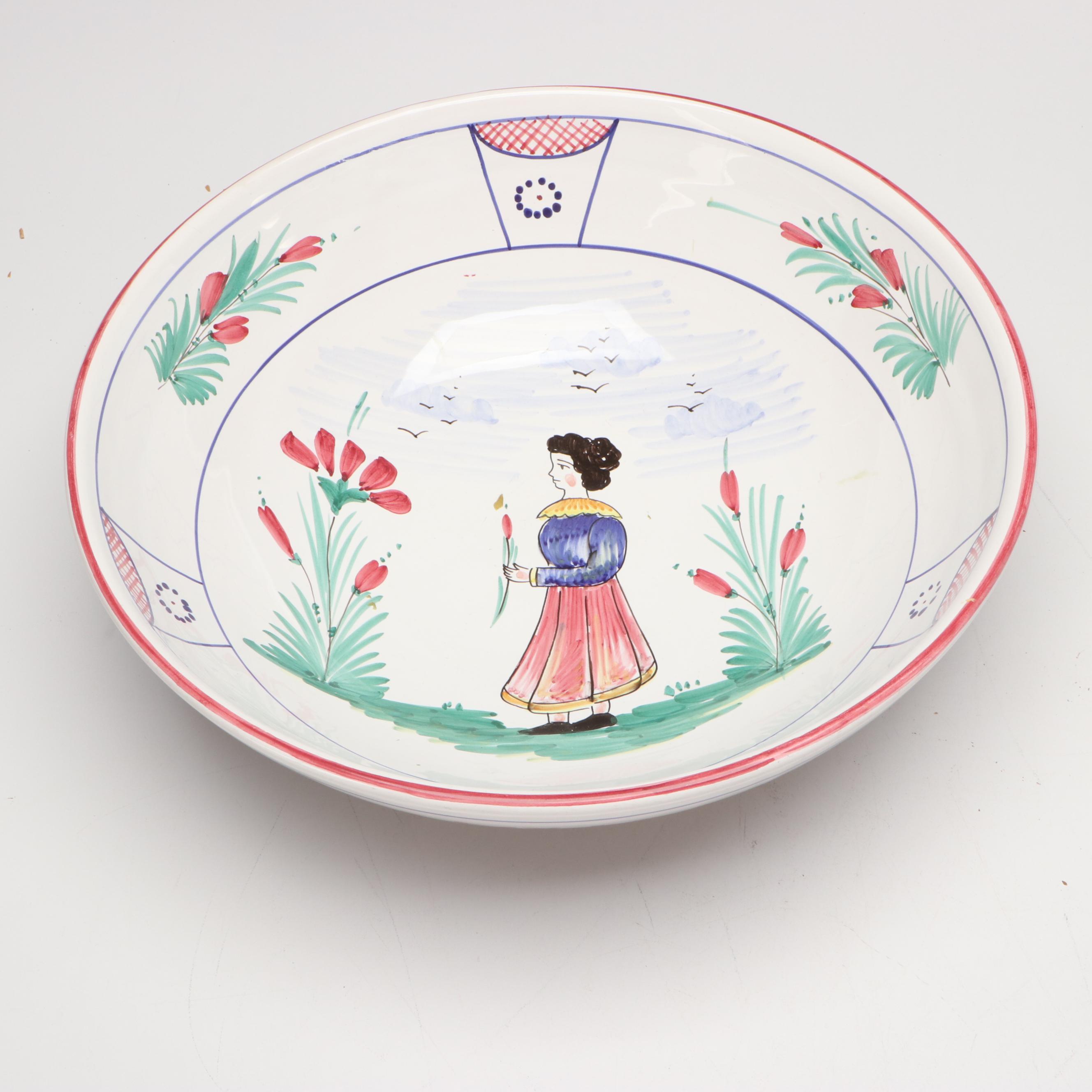 Quimper Style and Ceramiche Sberna Ceramic Folk Art Bowls