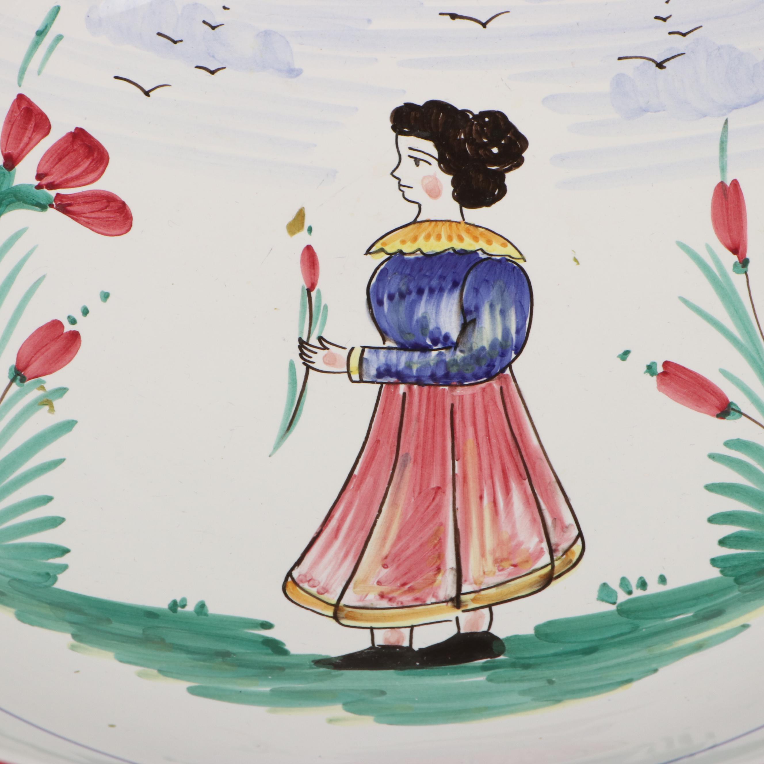 Quimper Style and Ceramiche Sberna Ceramic Folk Art Bowls