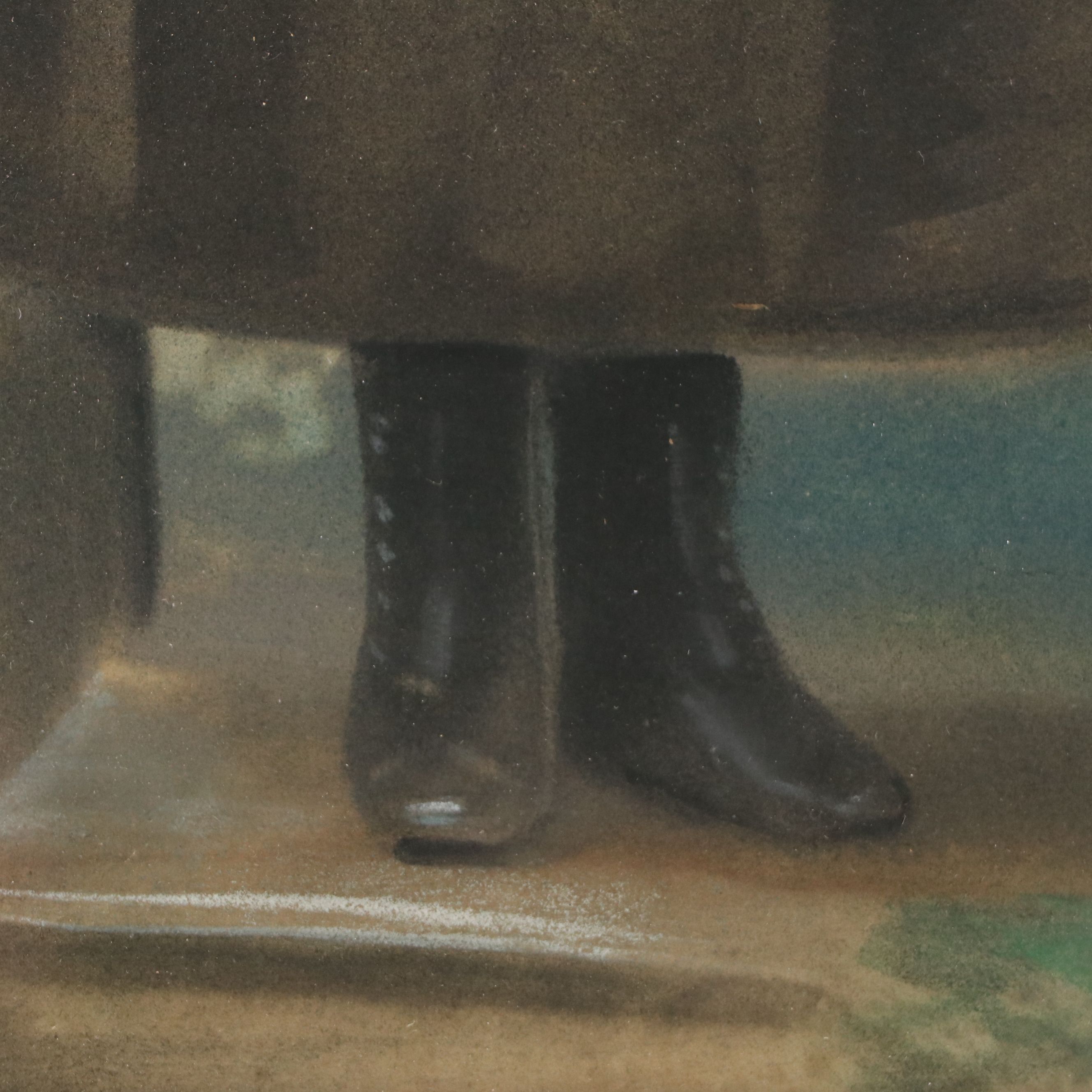 Portrait Chalk Pastel Drawing of Young Girl in Wooded Scene