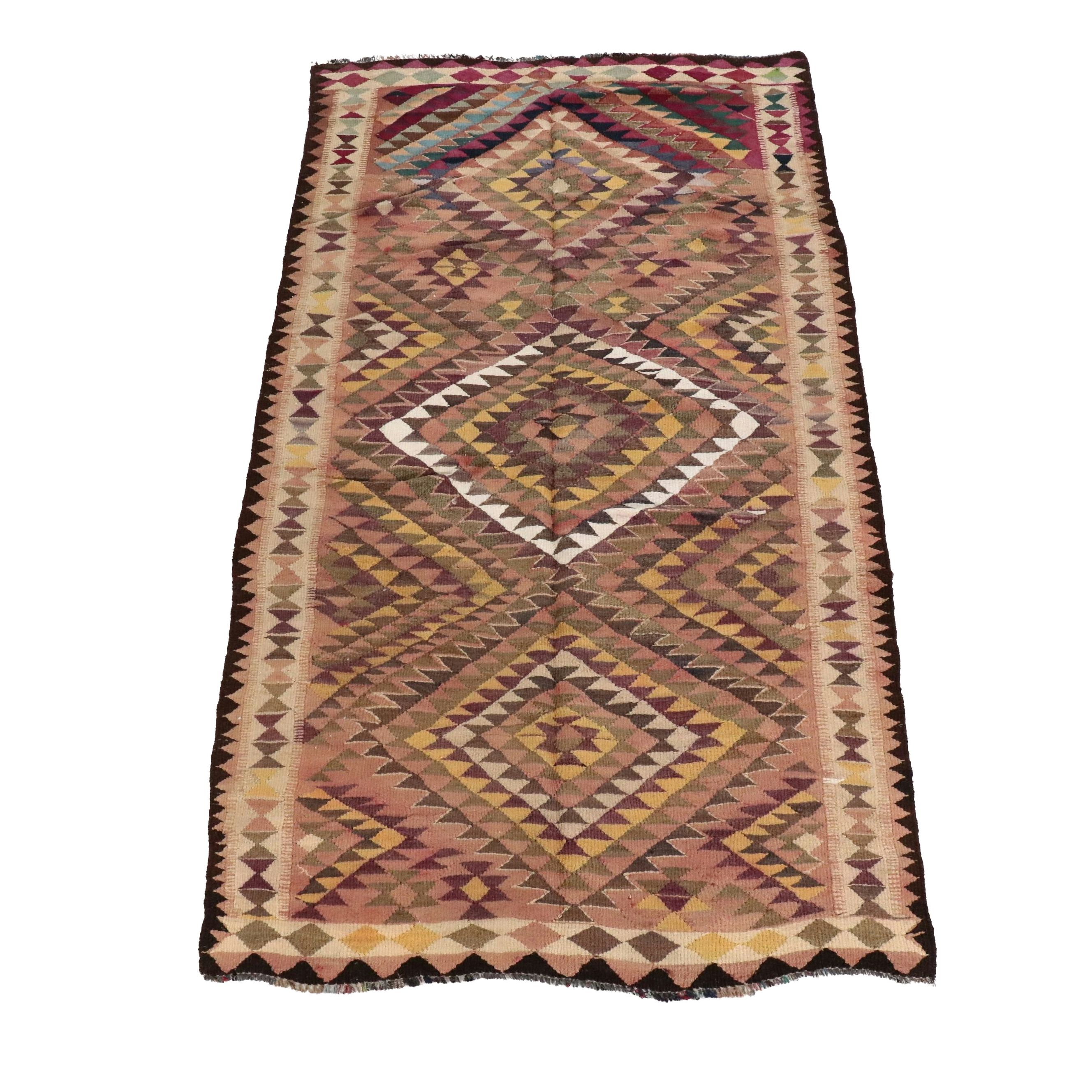 5'3 x 910 Handwoven Turkish Bergama Kilim Area Rug