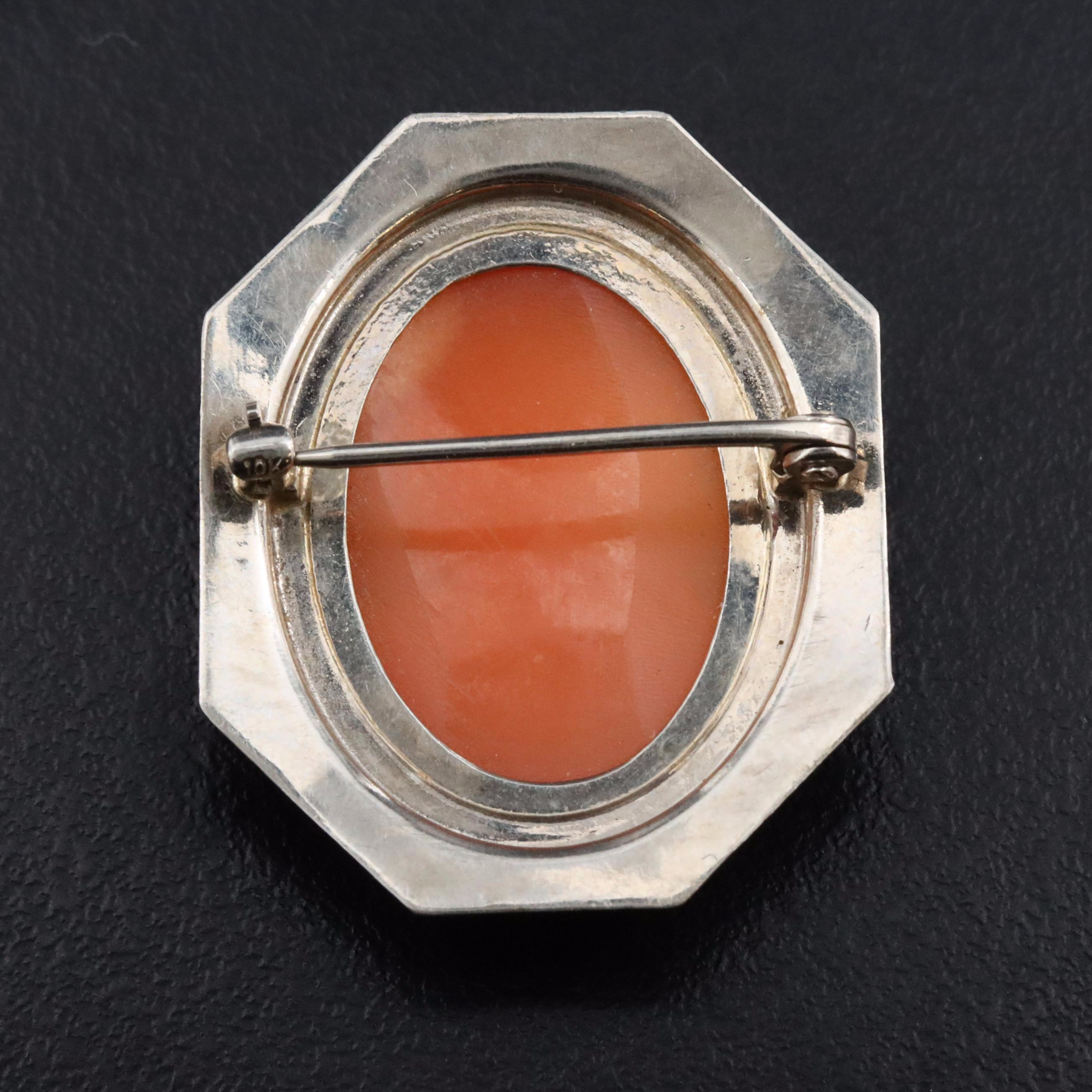 Vintage 10K Shell Cameo Brooch
