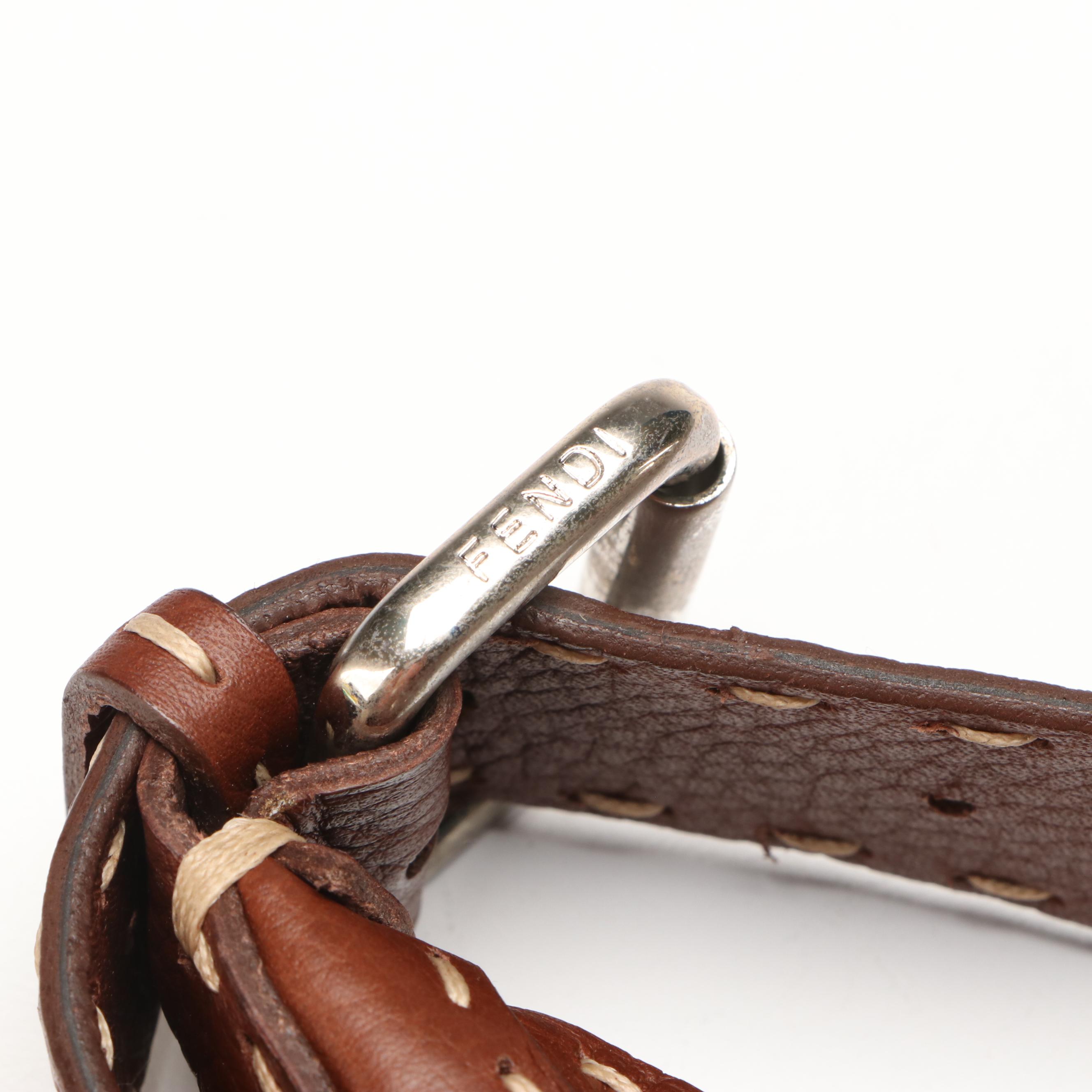 Fendi Semitracolla Selleria Hobo Bag in Brown Italian Pebbled Leather