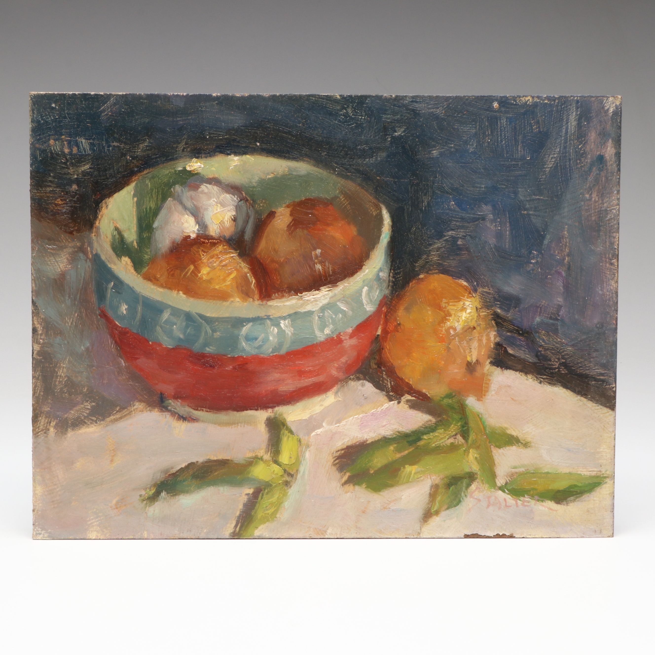 Richard Stalter Fruit Bowl Still Life Oil Painting