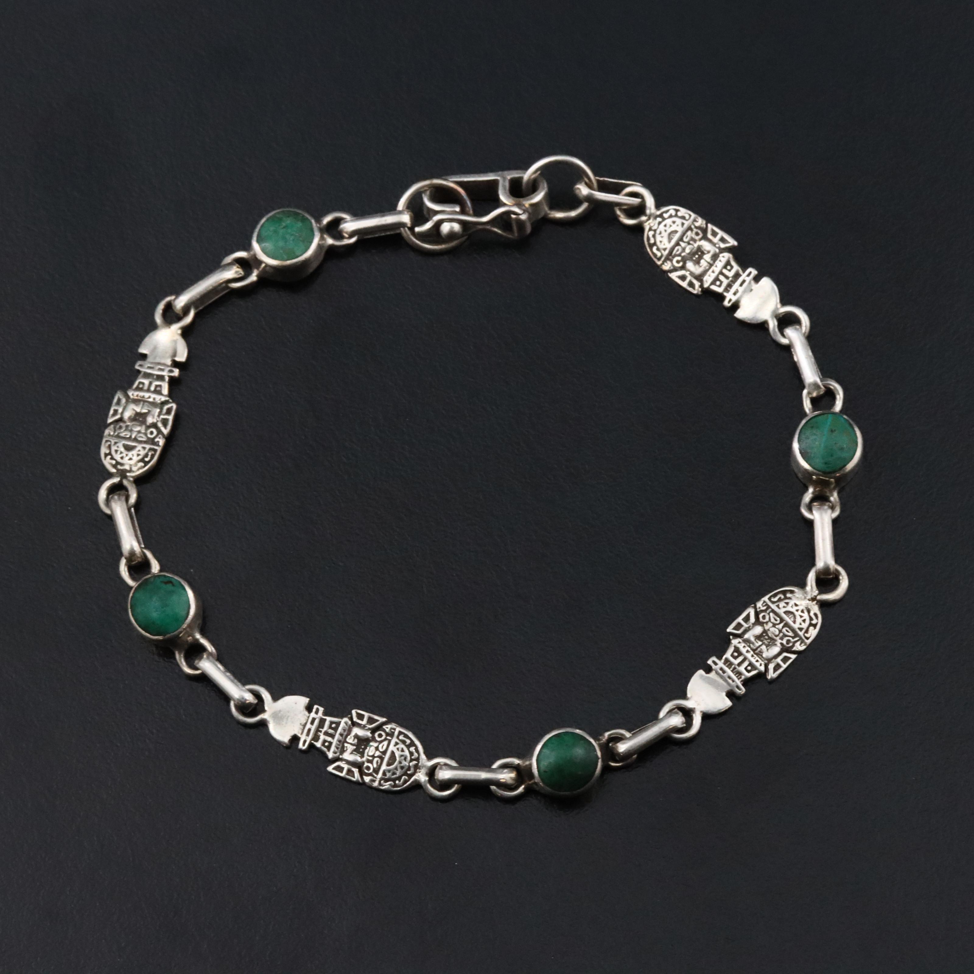950 Silver Turquoise Tumi Bracelet