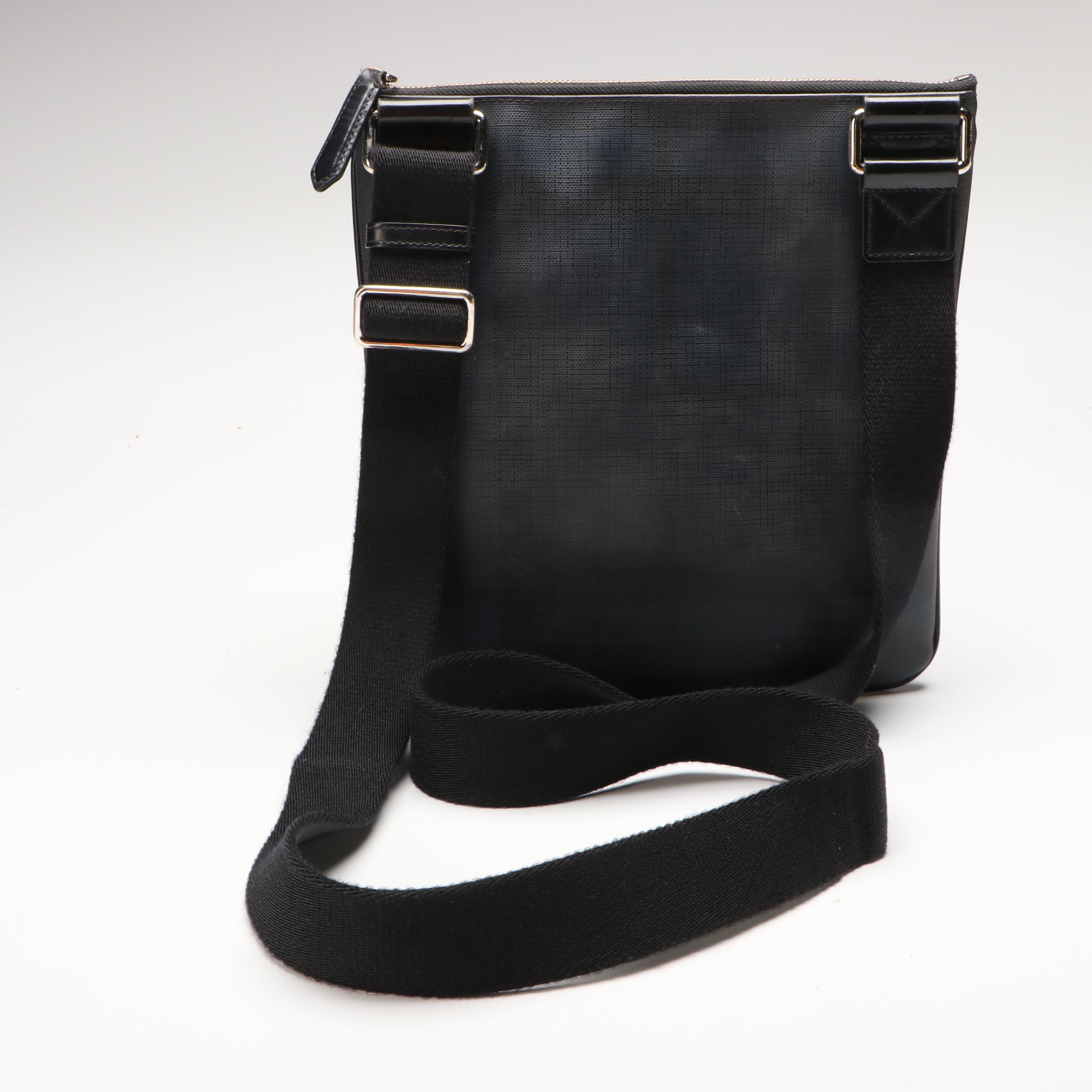Burberry Messenger Bag in Black and Navy Coated Canvas