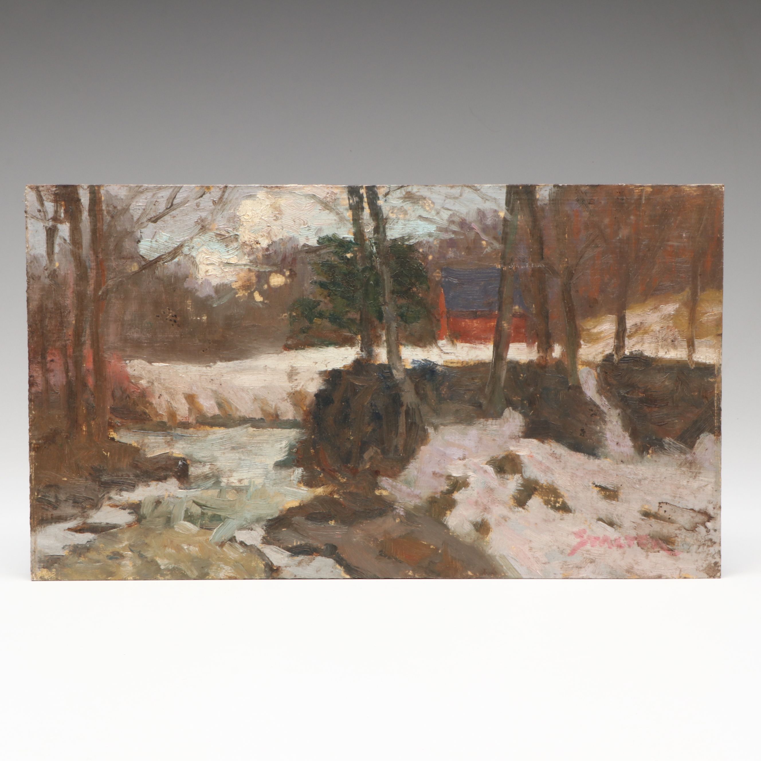 Richard Stalter Plein Air Winter Landscape Oil Painting