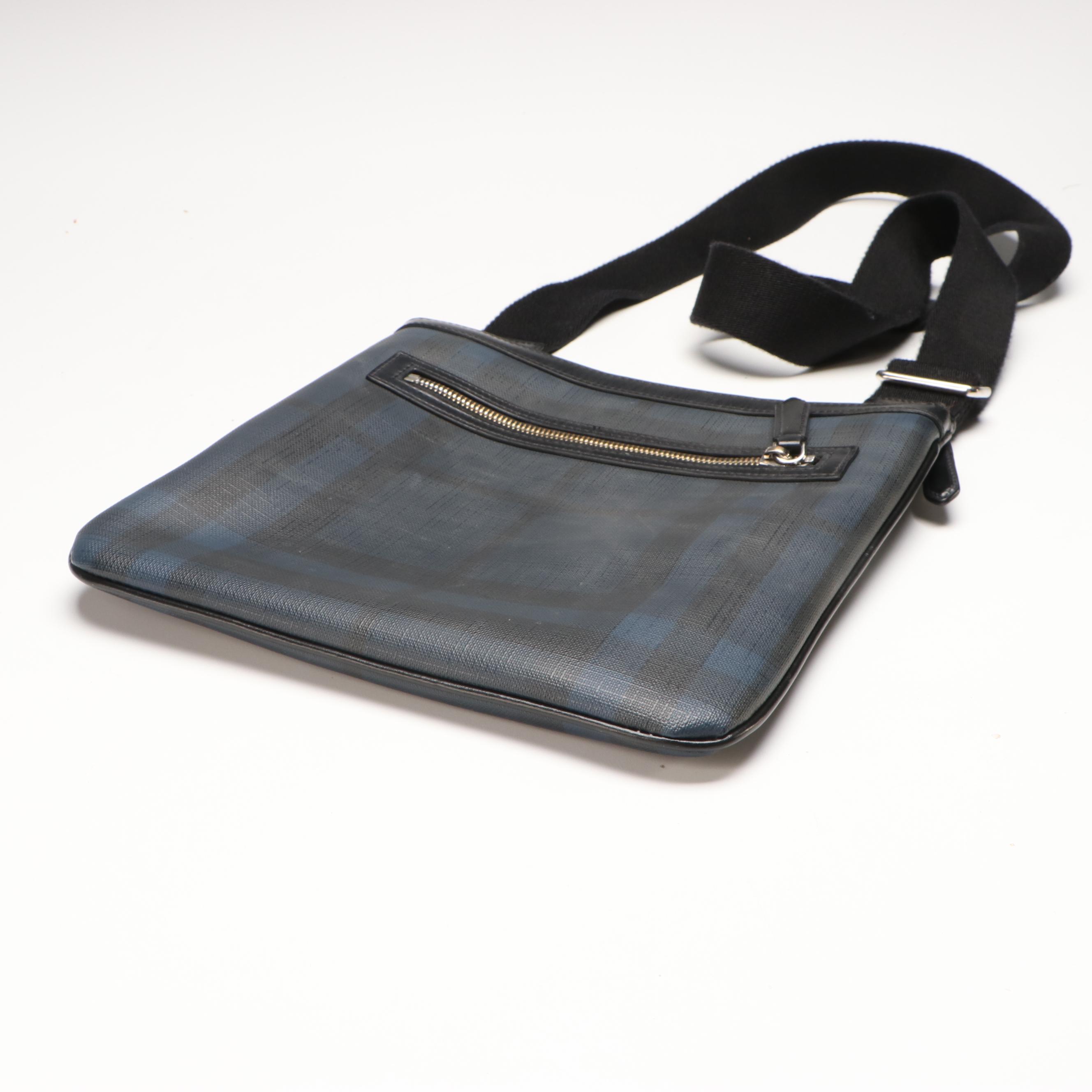 Burberry Messenger Bag in Black and Navy Coated Canvas