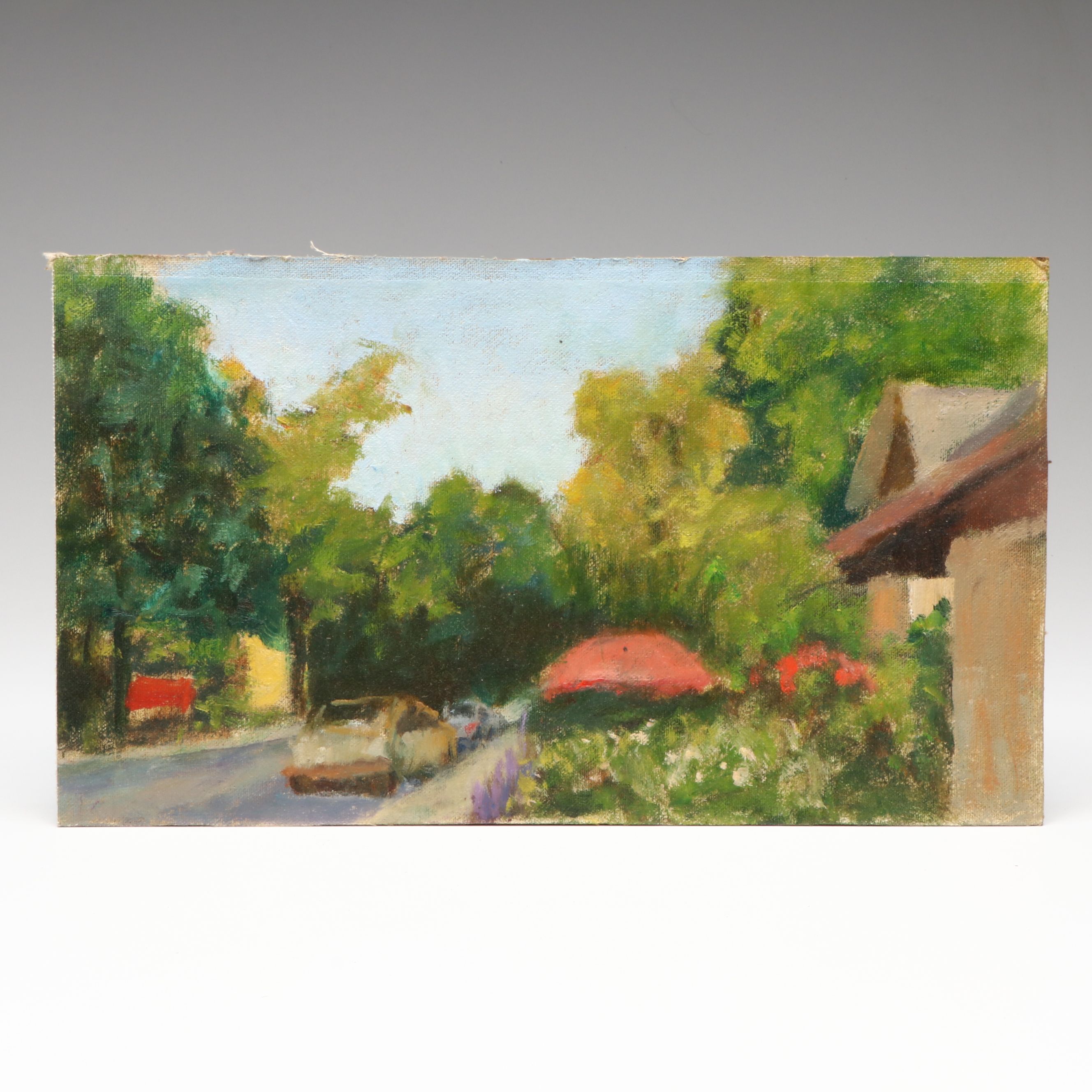 Richard Stalter Plein Air Summer Street Scene Oil Painting