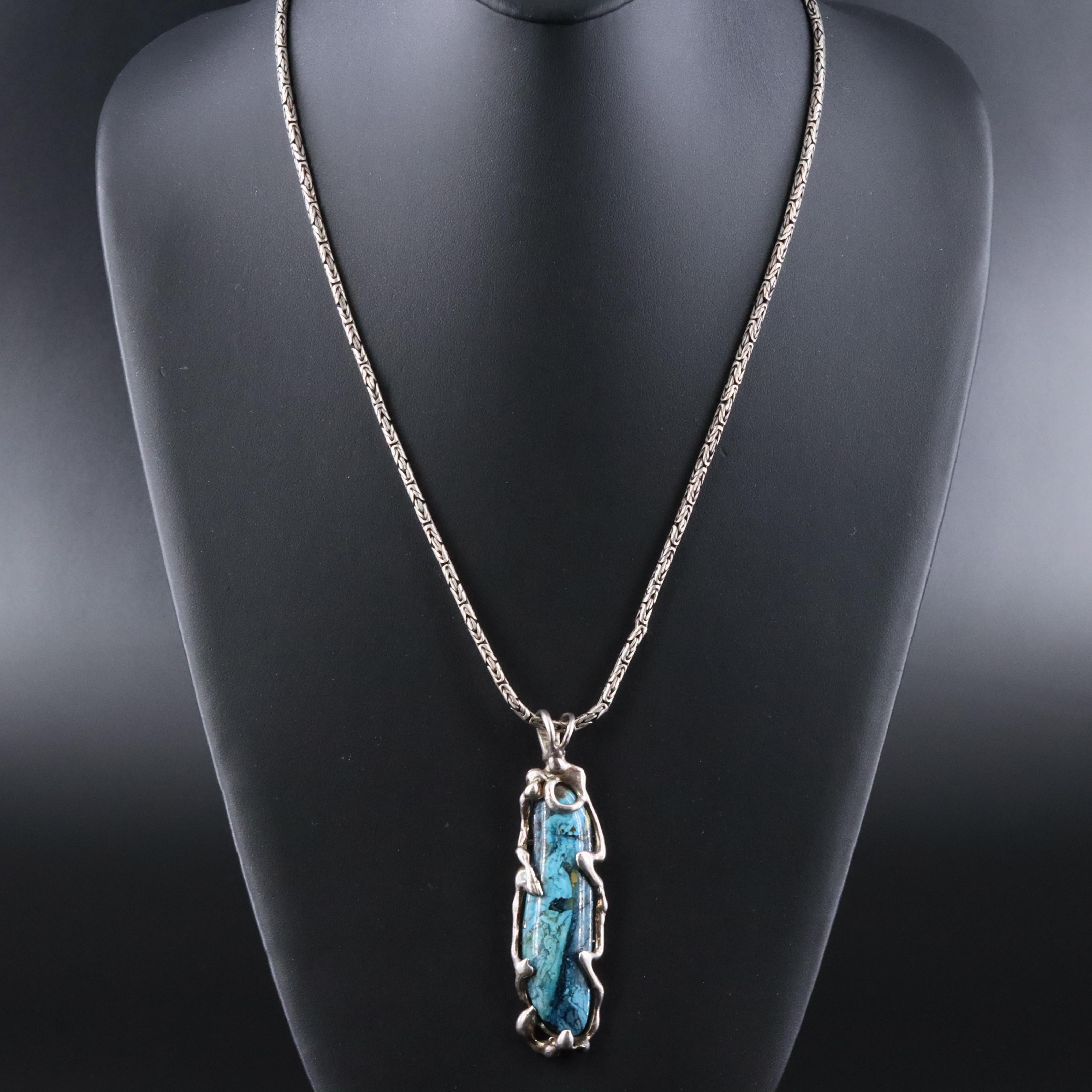 Sterling Eilat Stone Pendant Necklace