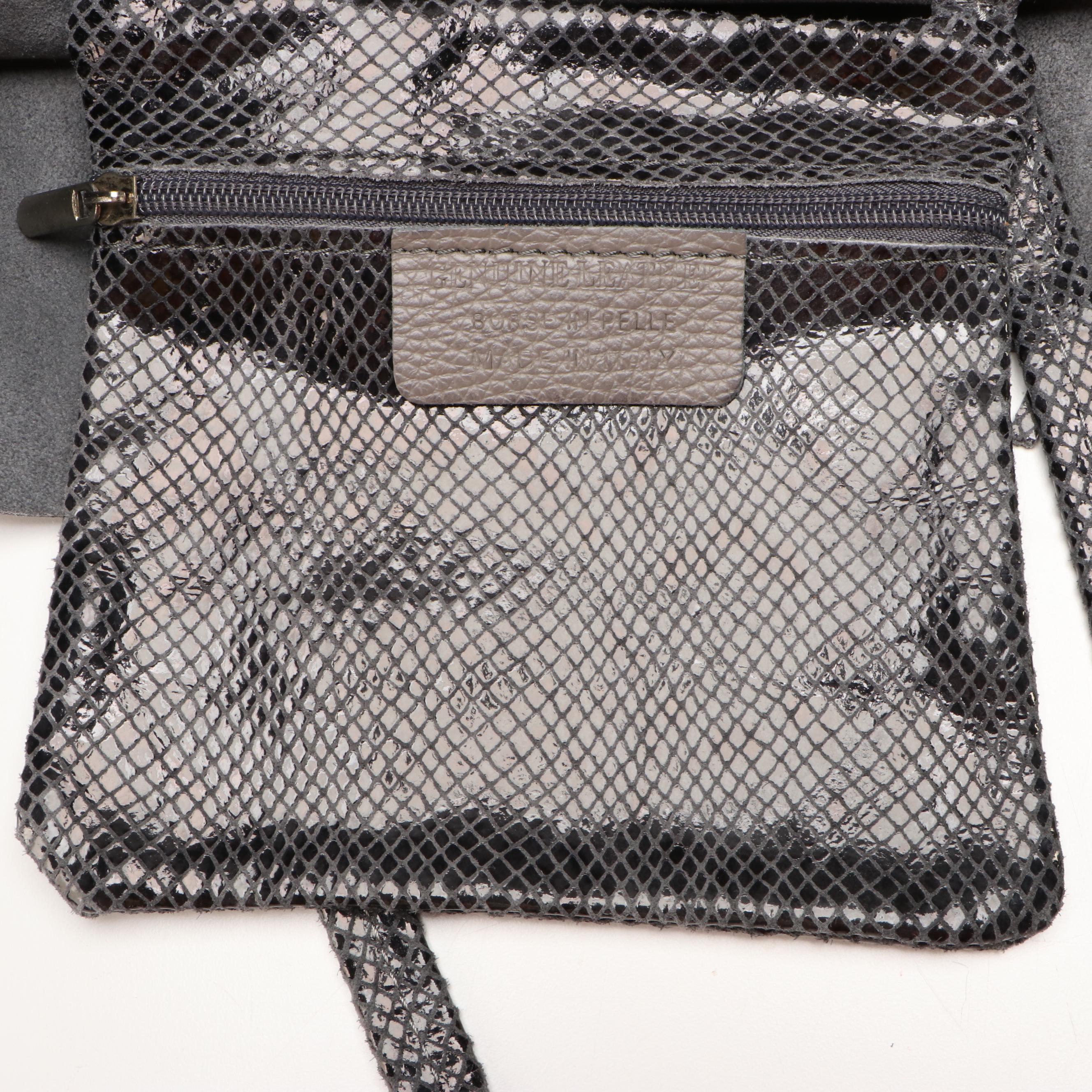 Borse In Pelle Embossed Snakeprint Leather Handbag